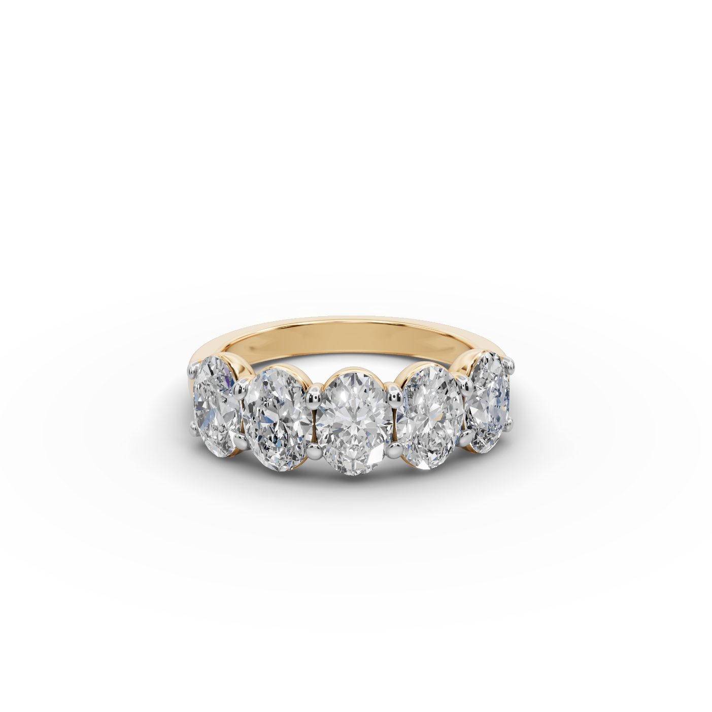 Eternal Cascade Oval Lab-Grown Diamond Five Stone Ring in yellow gold, set with lab-grown diamonds