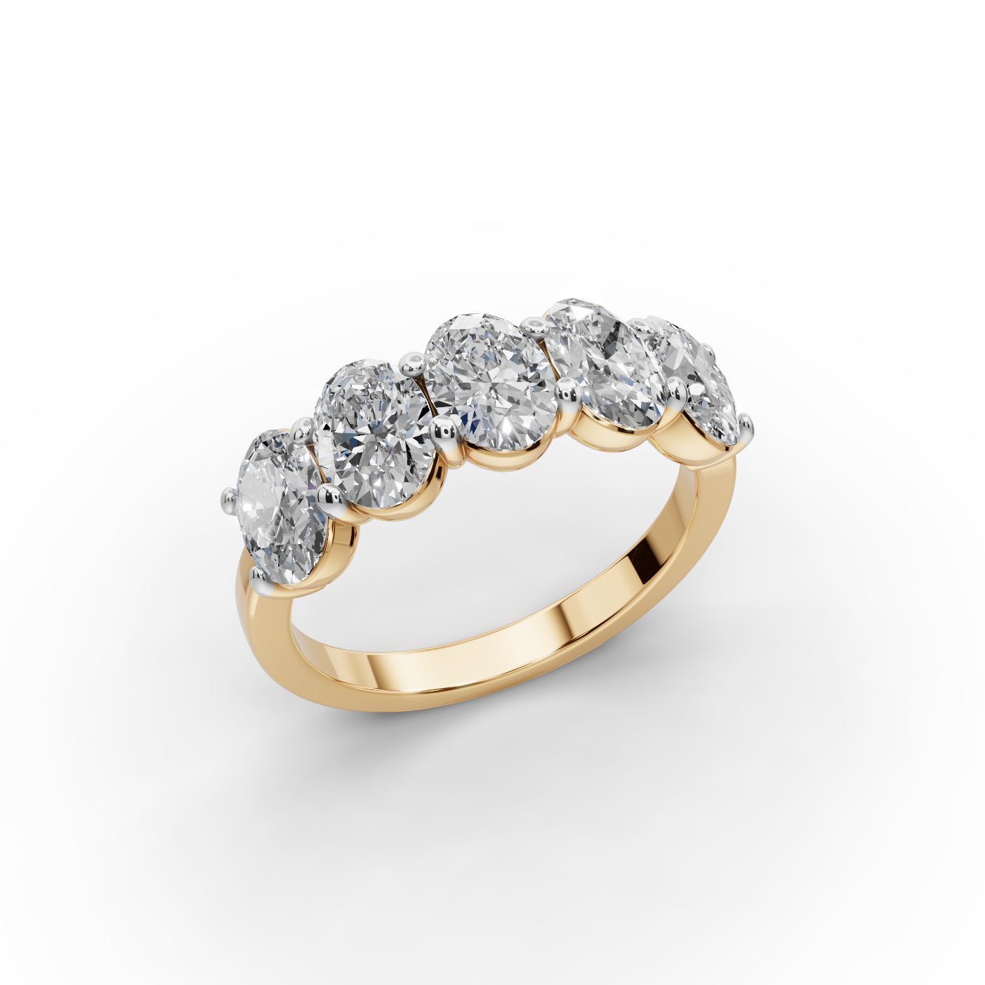 Eternal Cascade Oval Lab-Grown Diamond Five Stone Ring in yellow gold