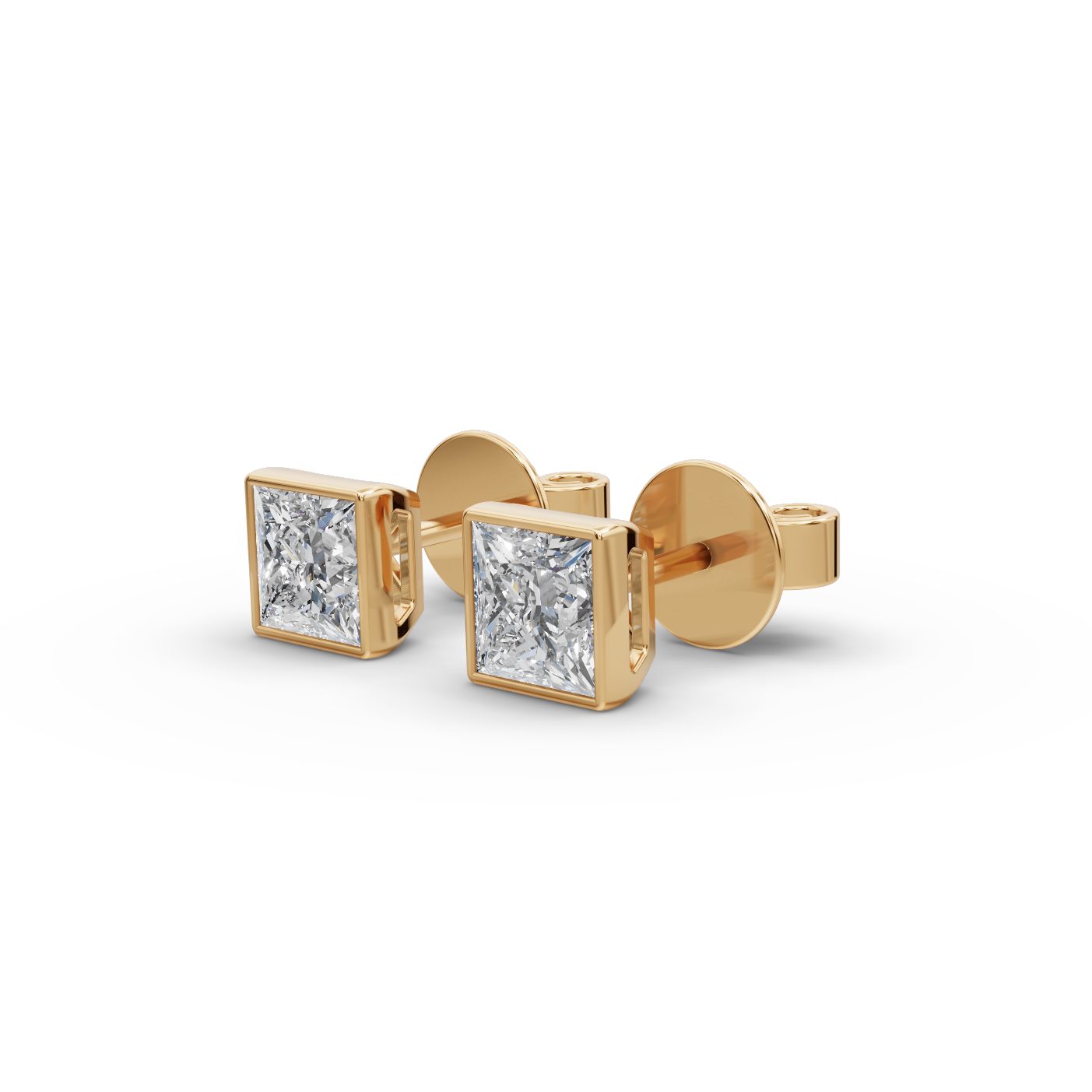 Royal Trail Princess Lab-Grown Diamond Studs Earring in yellow gold, set with lab-grown diamonds
