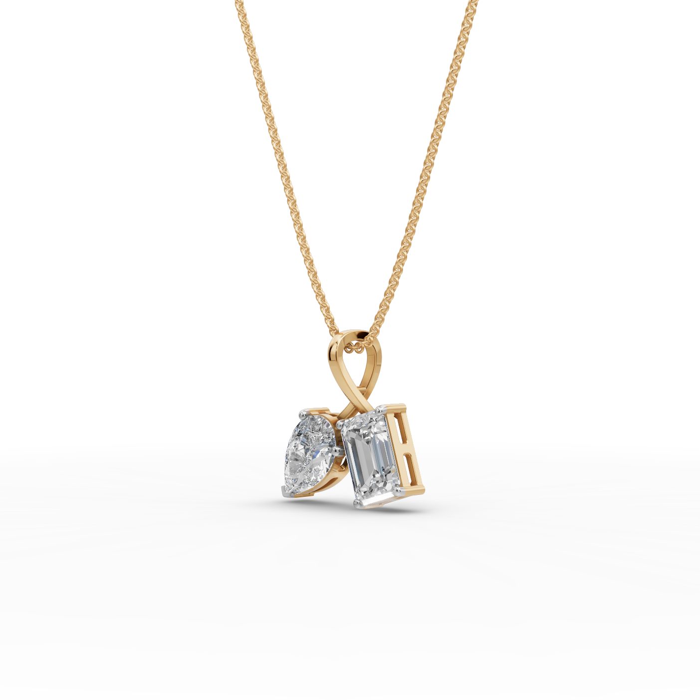 Celestial Cascade Emerald Lab-Grown Diamond Solitaire Pendant in yellow gold