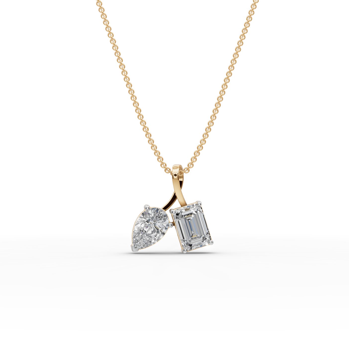 Celestial Cascade Emerald Lab-Grown Diamond Solitaire Pendant in yellow gold