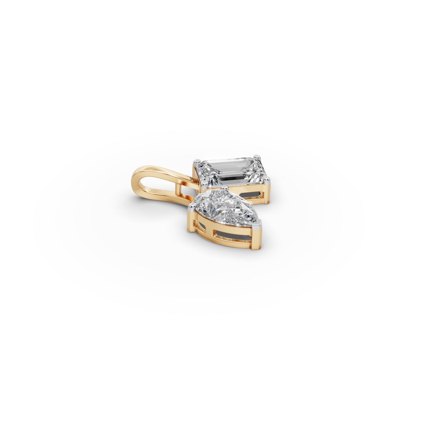 Celestial Cascade Emerald Lab-Grown Diamond Solitaire Pendant in yellow gold