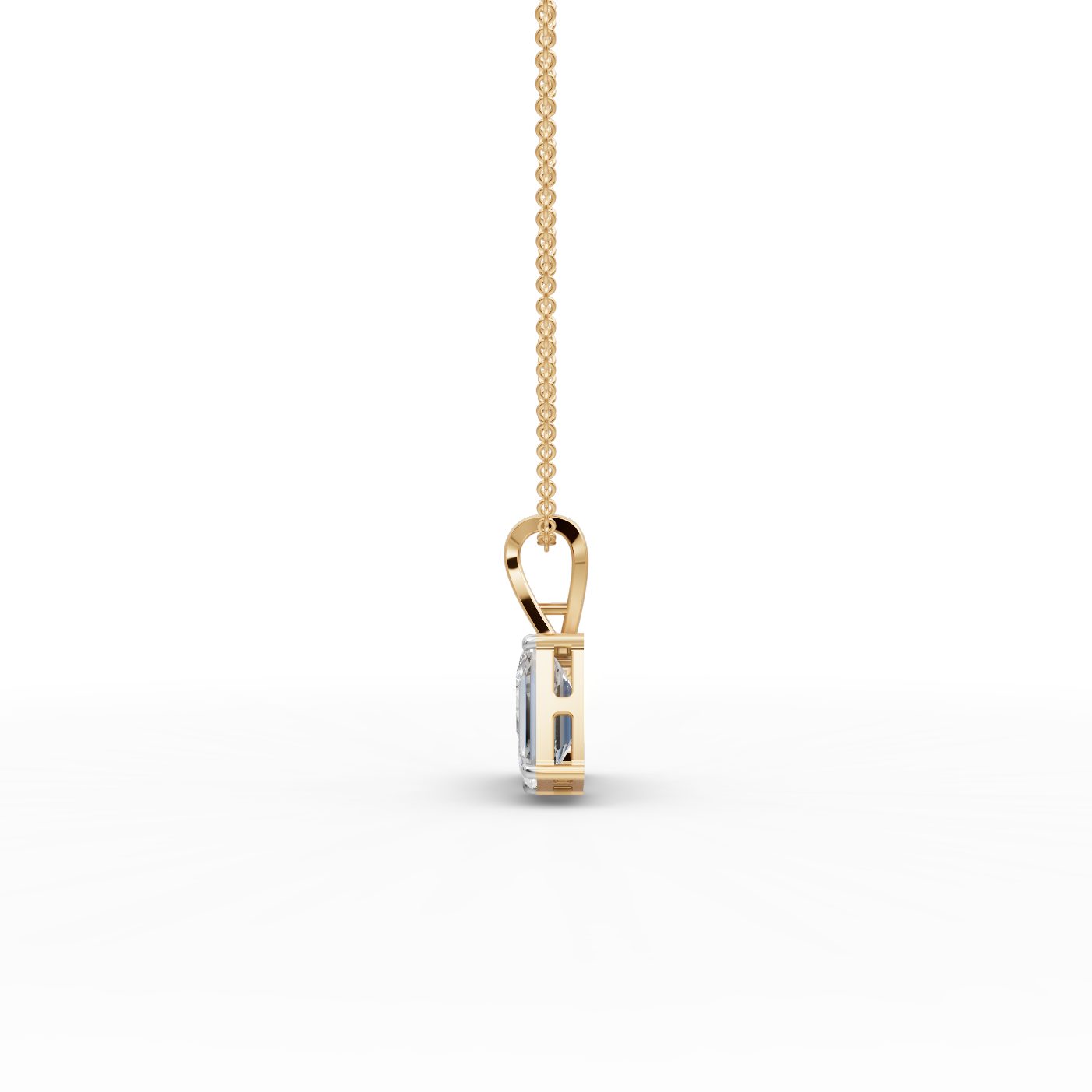 Celestial Cascade Emerald Lab-Grown Diamond Solitaire Pendant in yellow gold