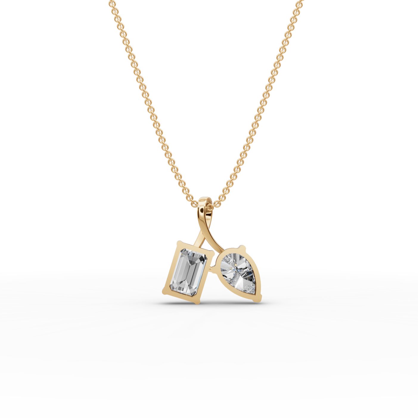 Celestial Cascade Emerald Lab-Grown Diamond Solitaire Pendant in yellow gold