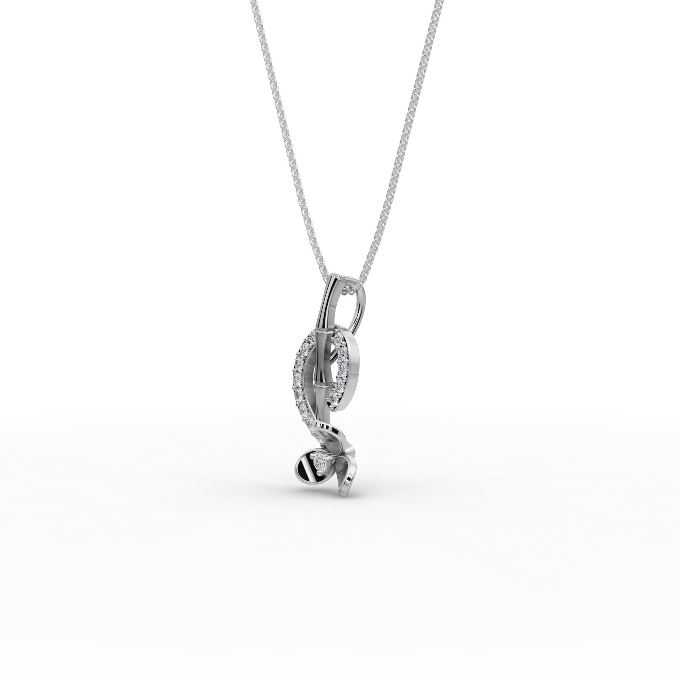 Infinite Whisper Blossom Stem Lab-Grown Diamond Silver Pendant in silver