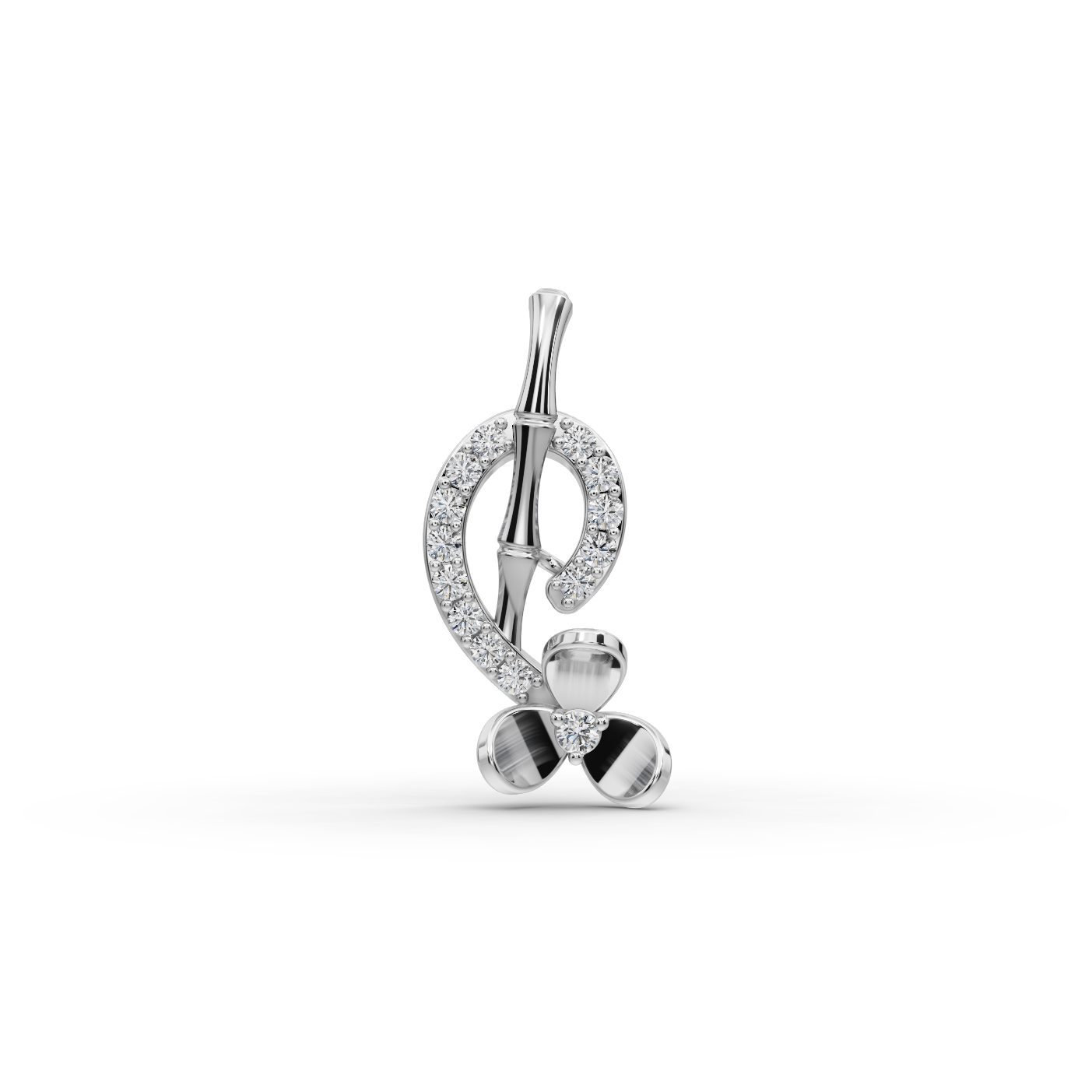 Infinite Whisper Blossom Stem Lab-Grown Diamond Silver Pendant in silver, set with lab-grown diamonds