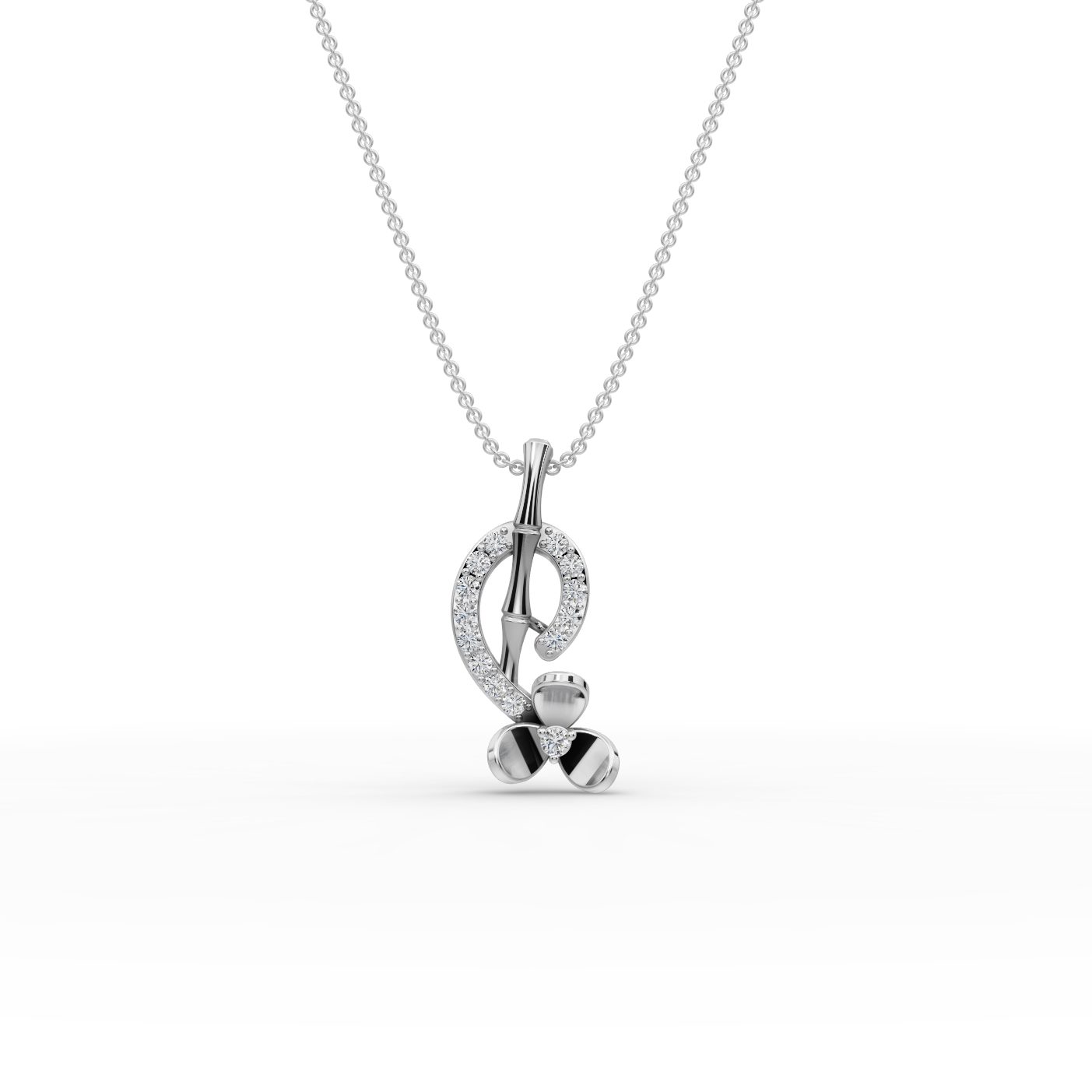 Infinite Whisper Blossom Stem Lab-Grown Diamond Silver Pendant in silver