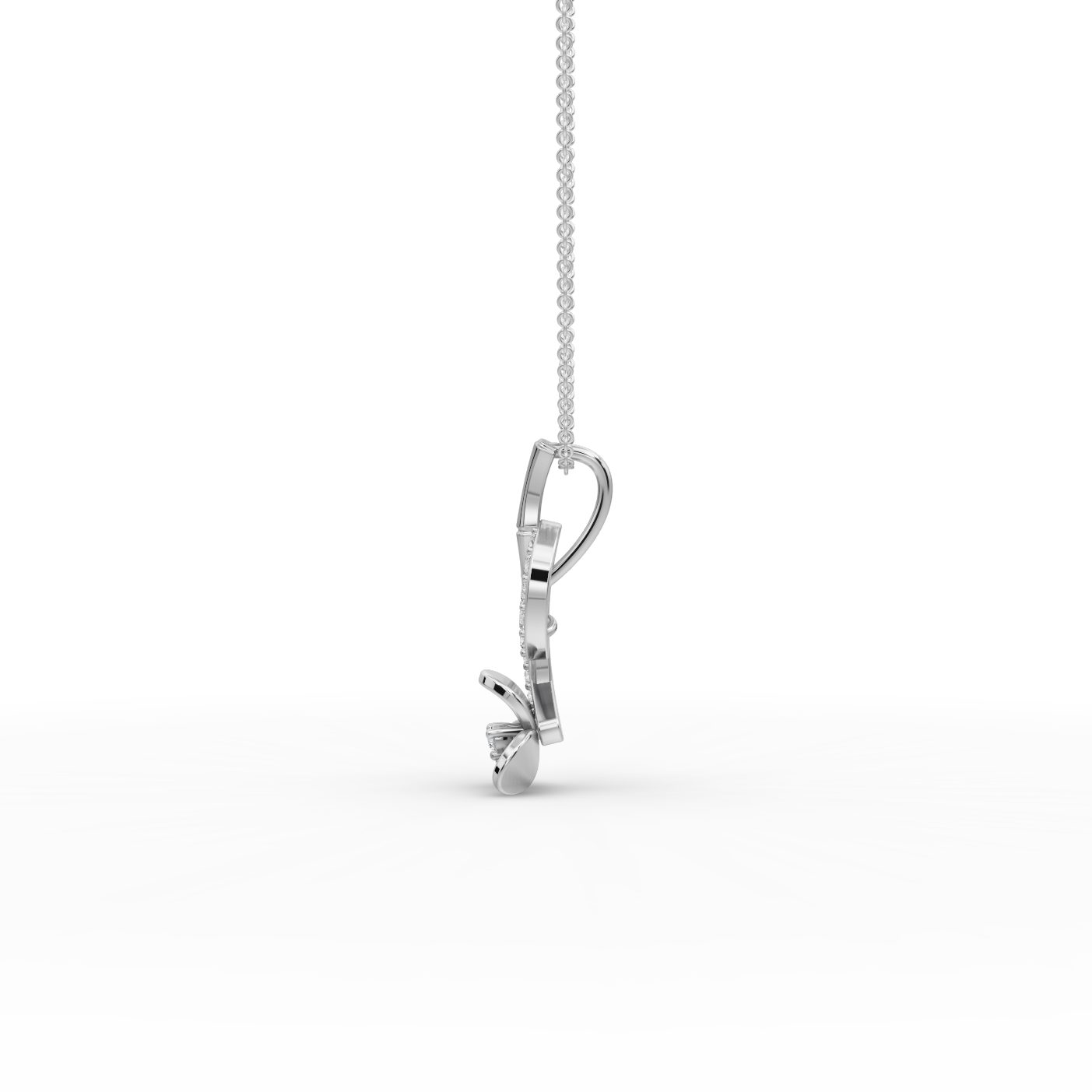 Infinite Whisper Blossom Stem Lab-Grown Diamond Silver Pendant in silver