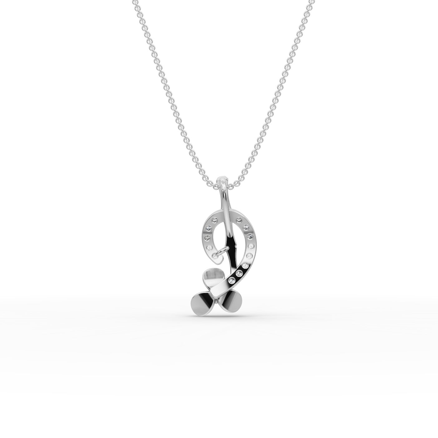 Infinite Whisper Blossom Stem Lab-Grown Diamond Silver Pendant in silver