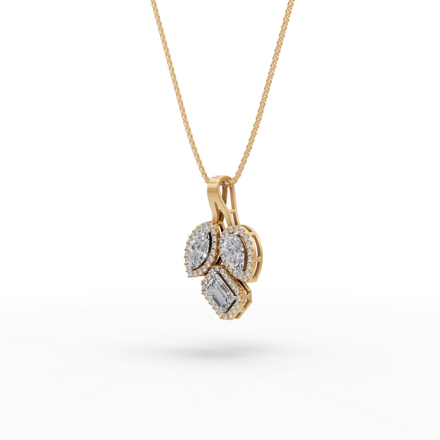 Majestic Line Emerald Lab-Grown Diamond Cluster Pendant in yellow gold