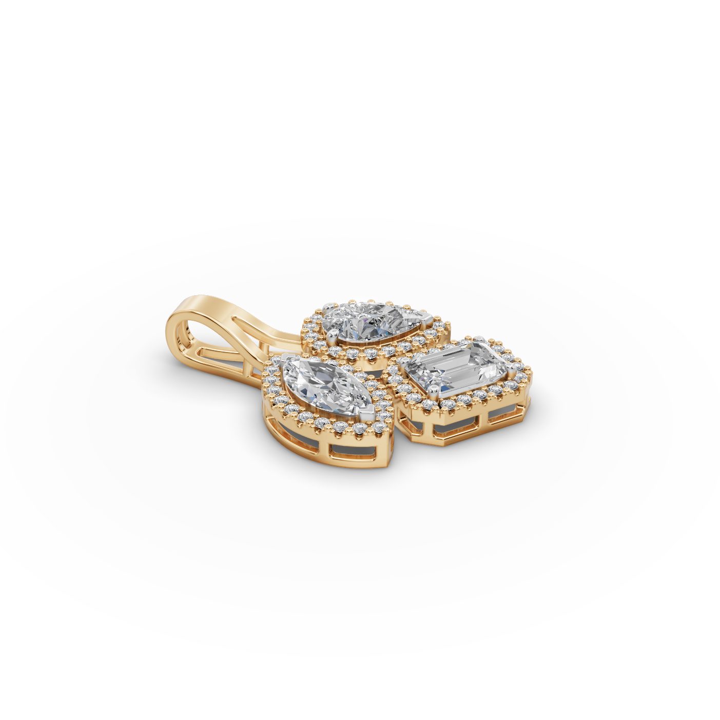 Majestic Line Emerald Lab-Grown Diamond Cluster Pendant in yellow gold