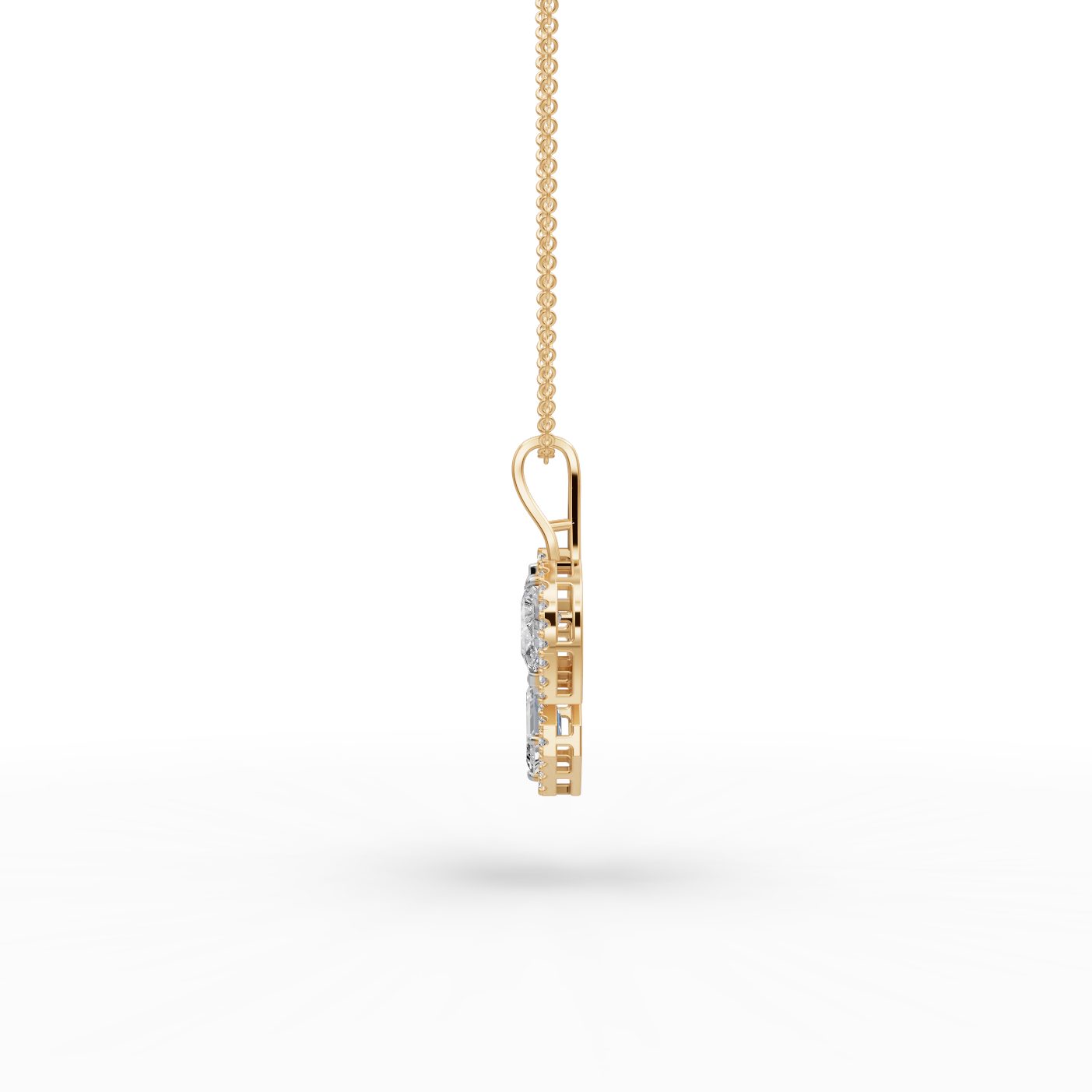 Majestic Line Emerald Lab-Grown Diamond Cluster Pendant in yellow gold
