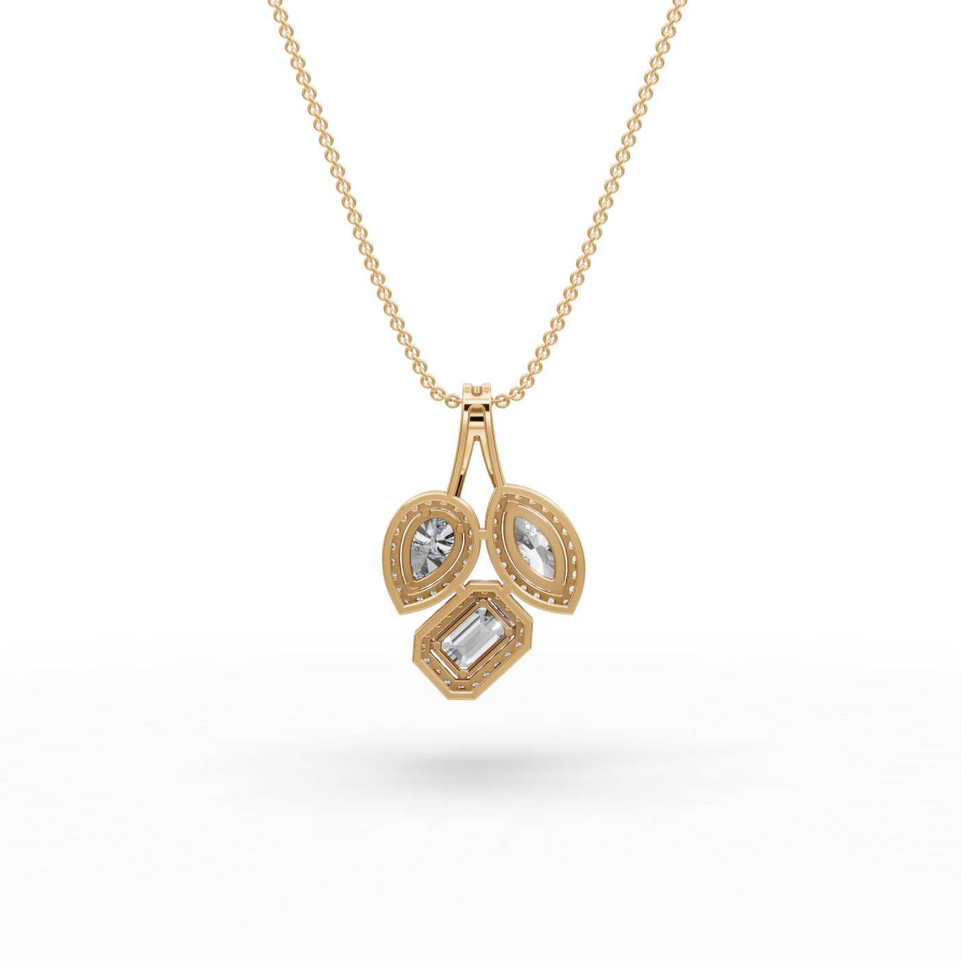 Majestic Line Emerald Lab-Grown Diamond Cluster Pendant in yellow gold
