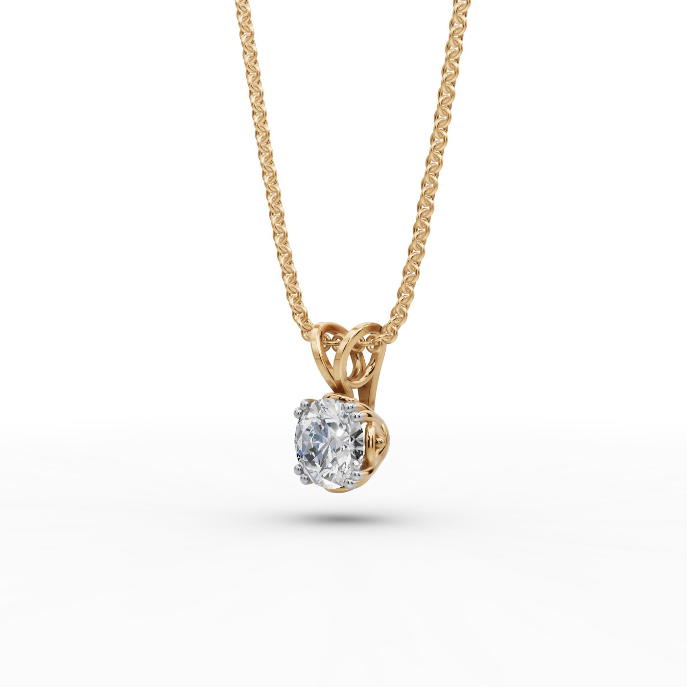 Majestic Dew Round Lab-Grown Diamond Solitaire Pendant in yellow gold
