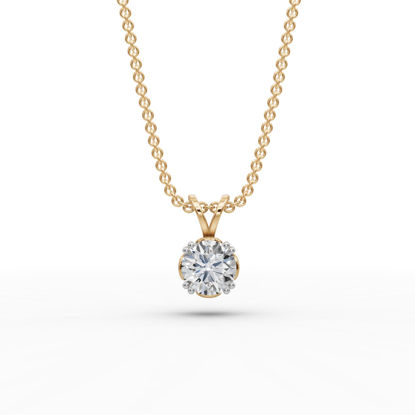 Majestic Dew Round Lab-Grown Diamond Solitaire Pendant in yellow gold