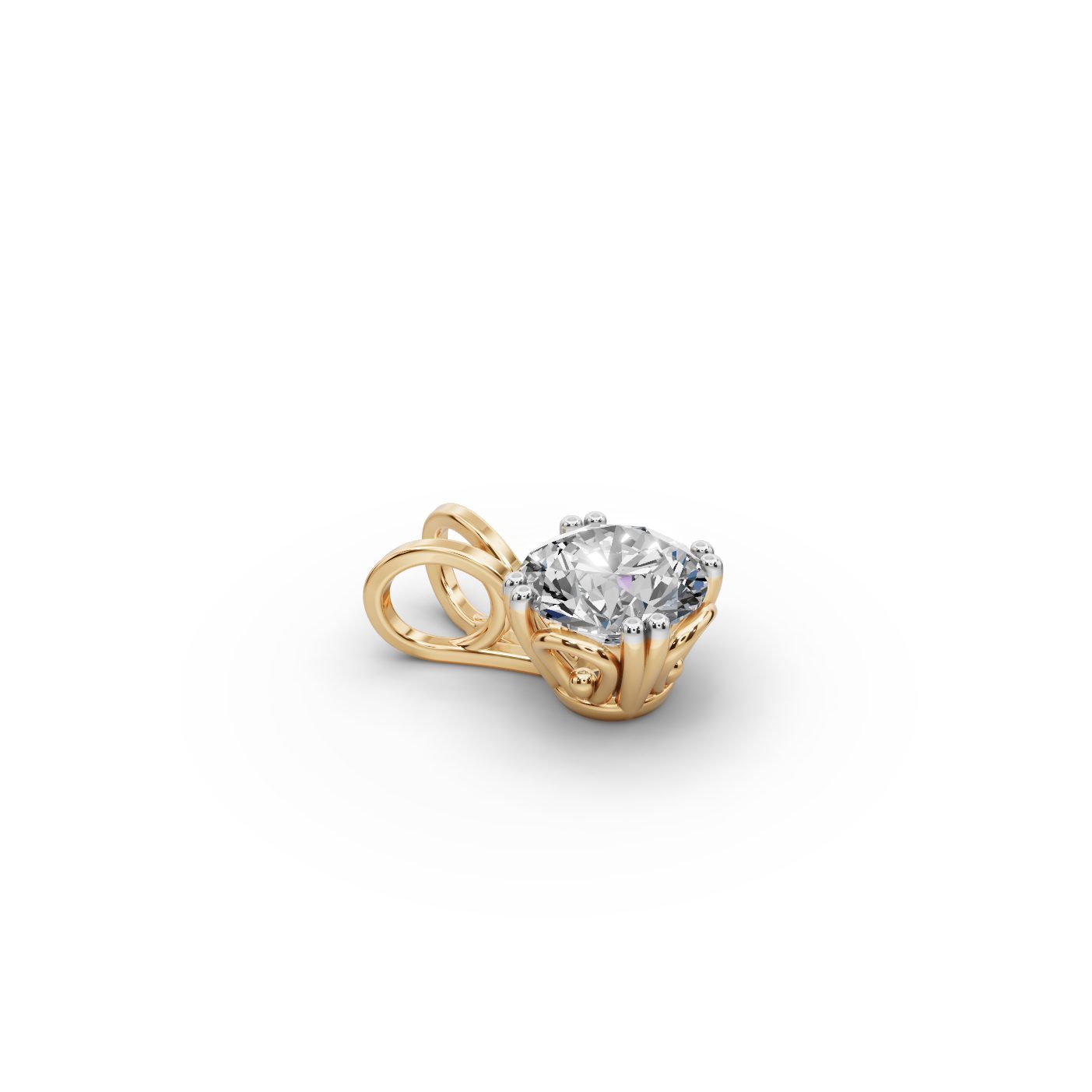 Majestic Dew Round Lab-Grown Diamond Solitaire Pendant in yellow gold