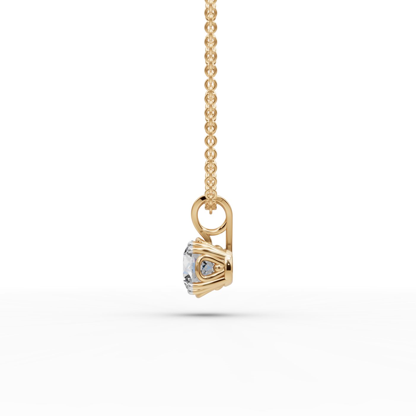 Majestic Dew Round Lab-Grown Diamond Solitaire Pendant in yellow gold