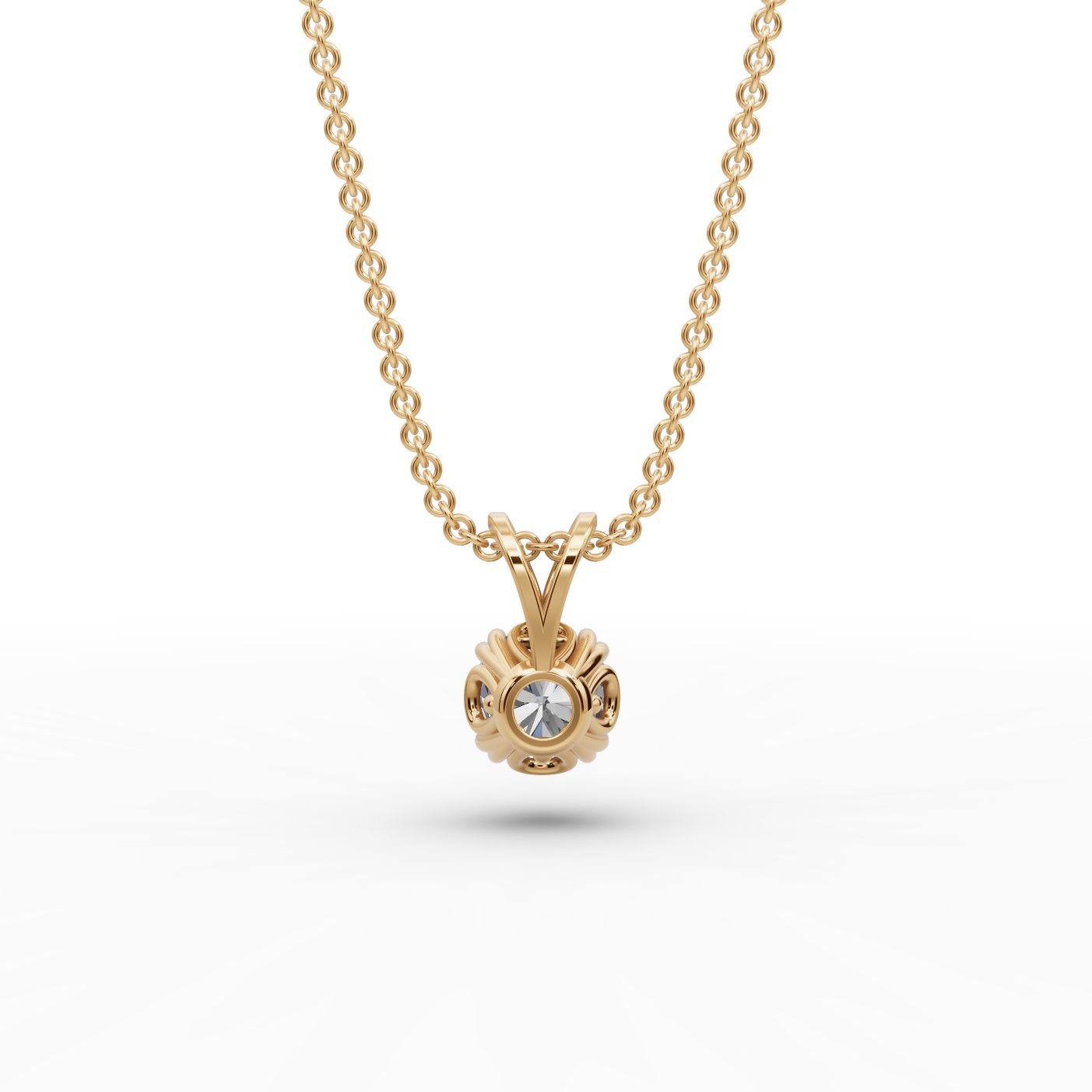 Majestic Dew Round Lab-Grown Diamond Solitaire Pendant in yellow gold