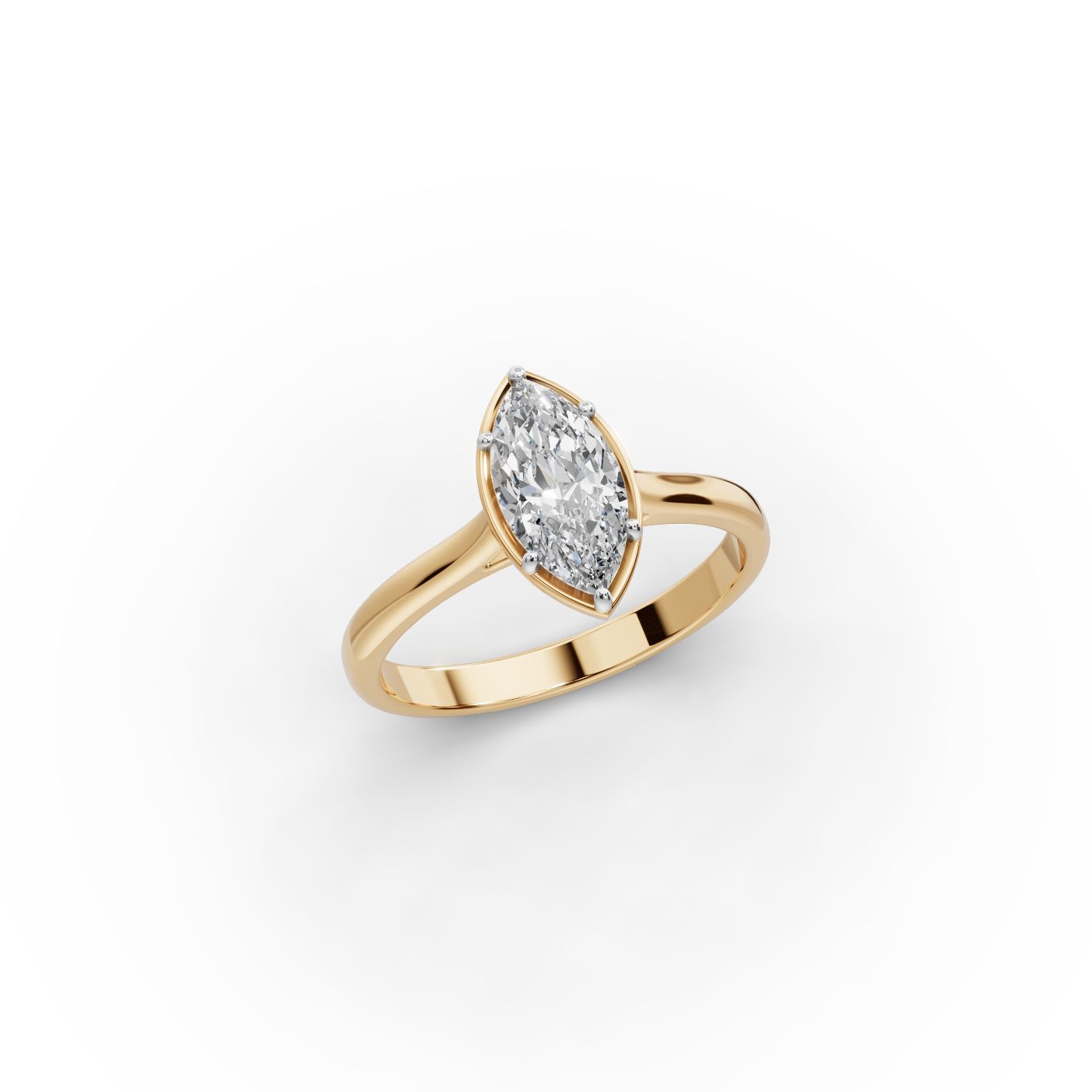 Luminous Ember Marquise Lab-Grown Diamond Solitaire Ring in yellow gold
