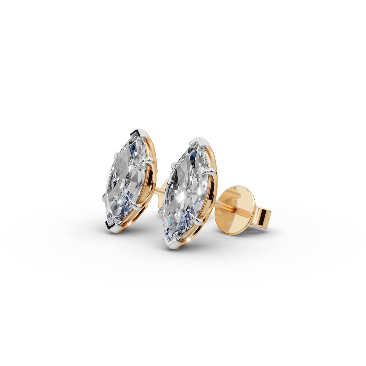 Brilliant Promise Marquise Lab-Grown Diamond Studs Earring in yellow gold, set with lab-grown diamonds