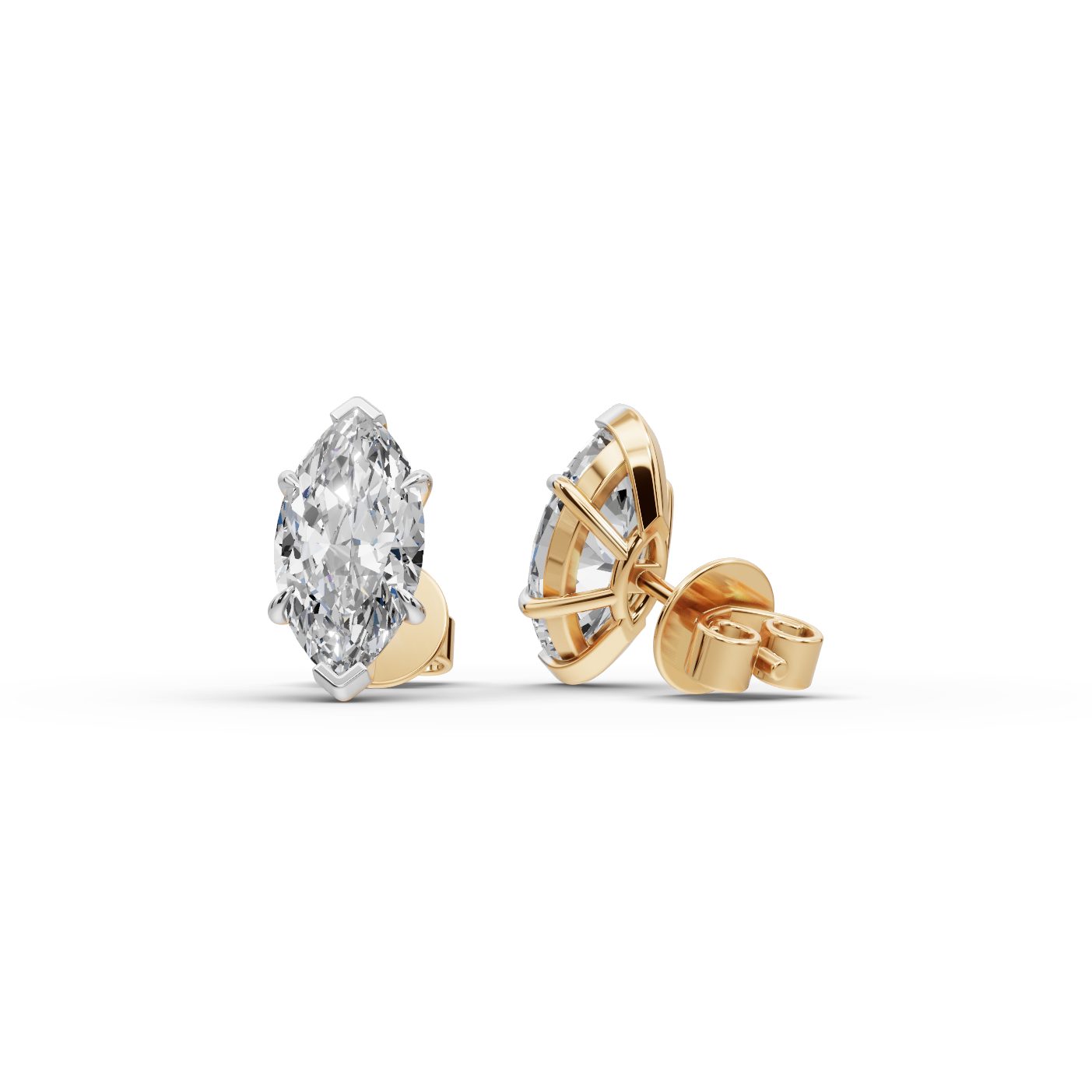 Brilliant Promise Marquise Lab-Grown Diamond Studs Earring in yellow gold