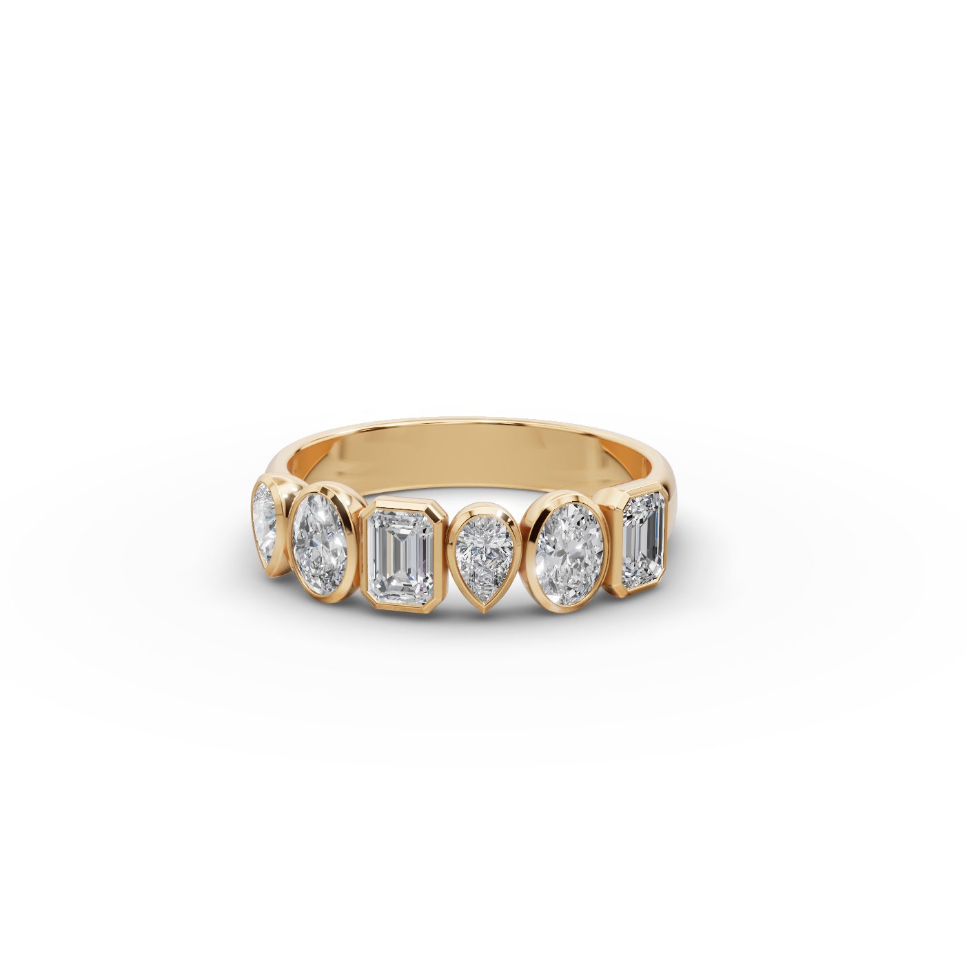 Endless Dew Emerald Lab-Grown Diamond Bands Ring in yellow gold, set with lab-grown diamonds