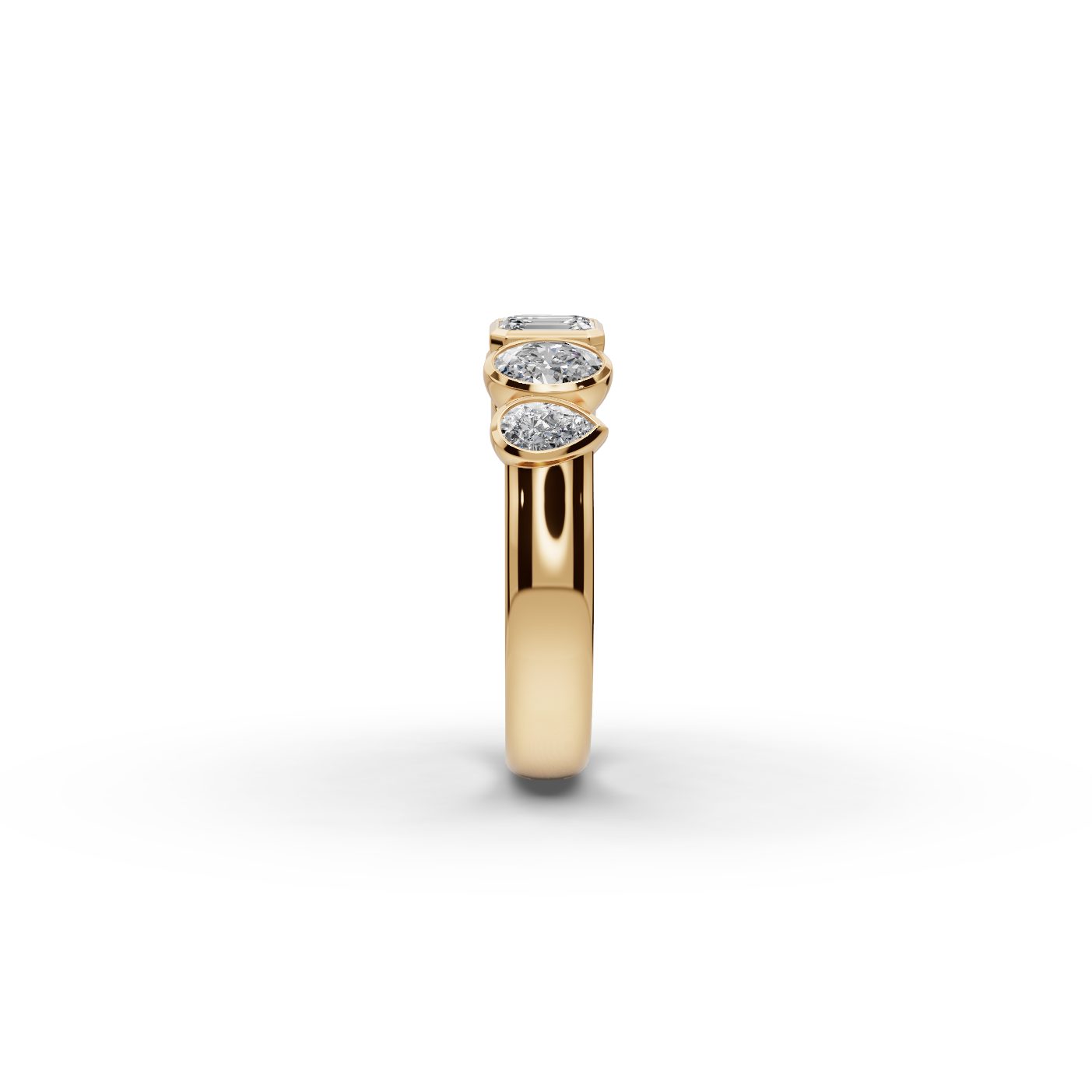 Endless Dew Emerald Lab-Grown Diamond Bands Ring in yellow gold