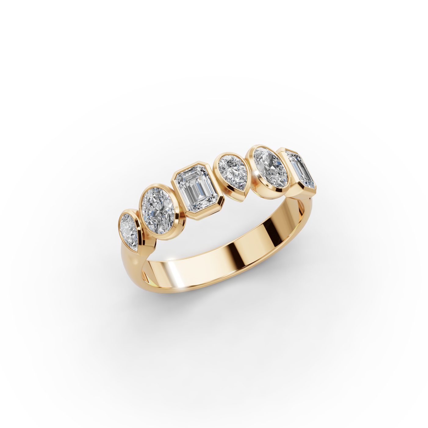 Endless Dew Emerald Lab-Grown Diamond Bands Ring in yellow gold