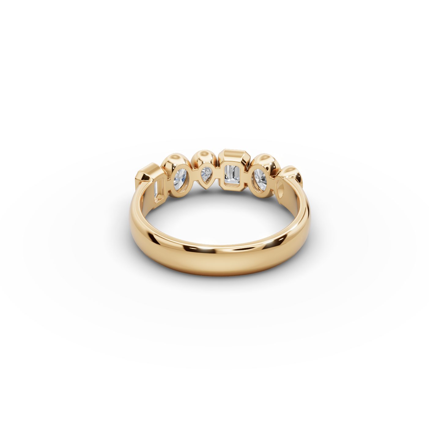 Endless Dew Emerald Lab-Grown Diamond Bands Ring in yellow gold
