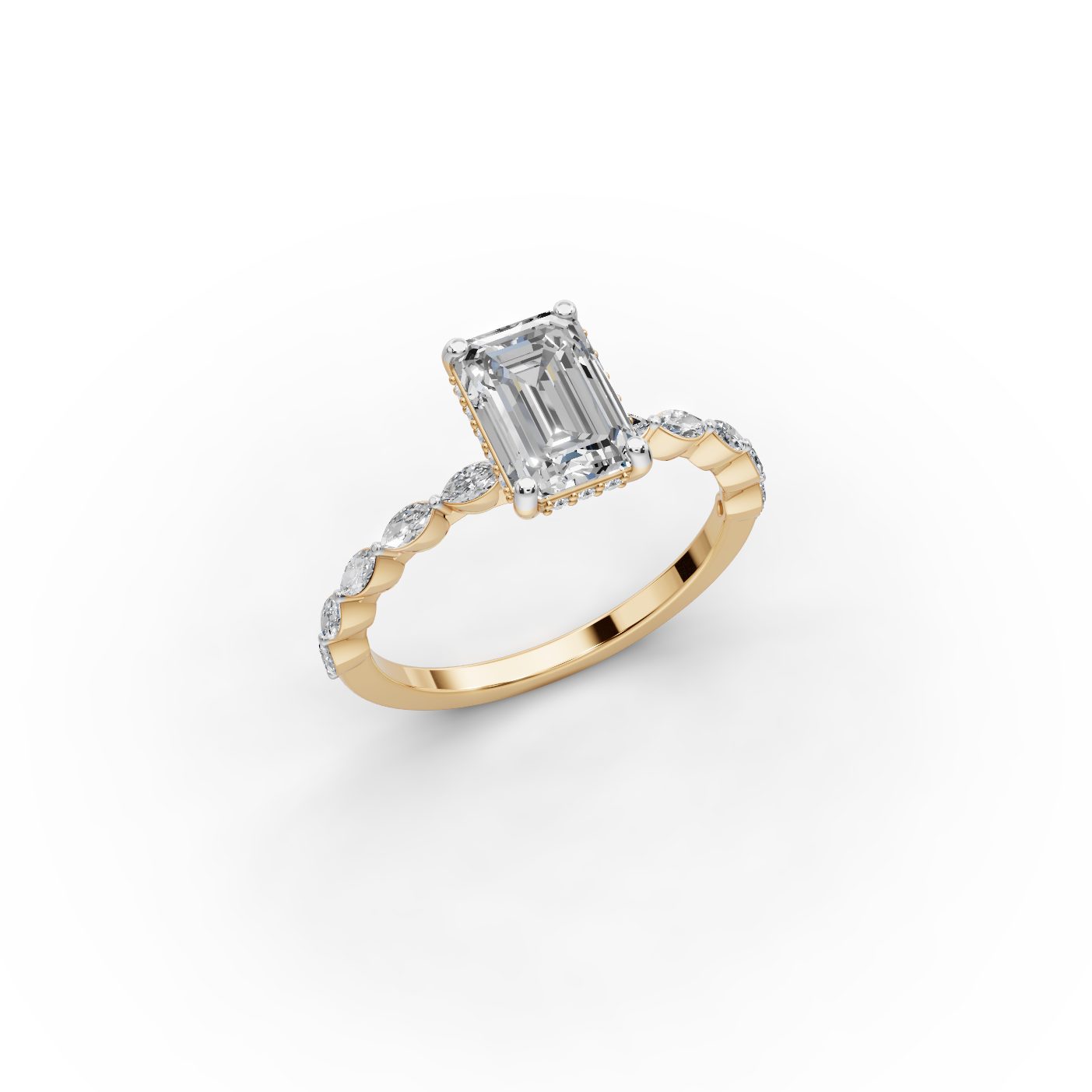 Everlasting Signature Emerald Lab-Grown Diamond Solitaire Ring in yellow gold
