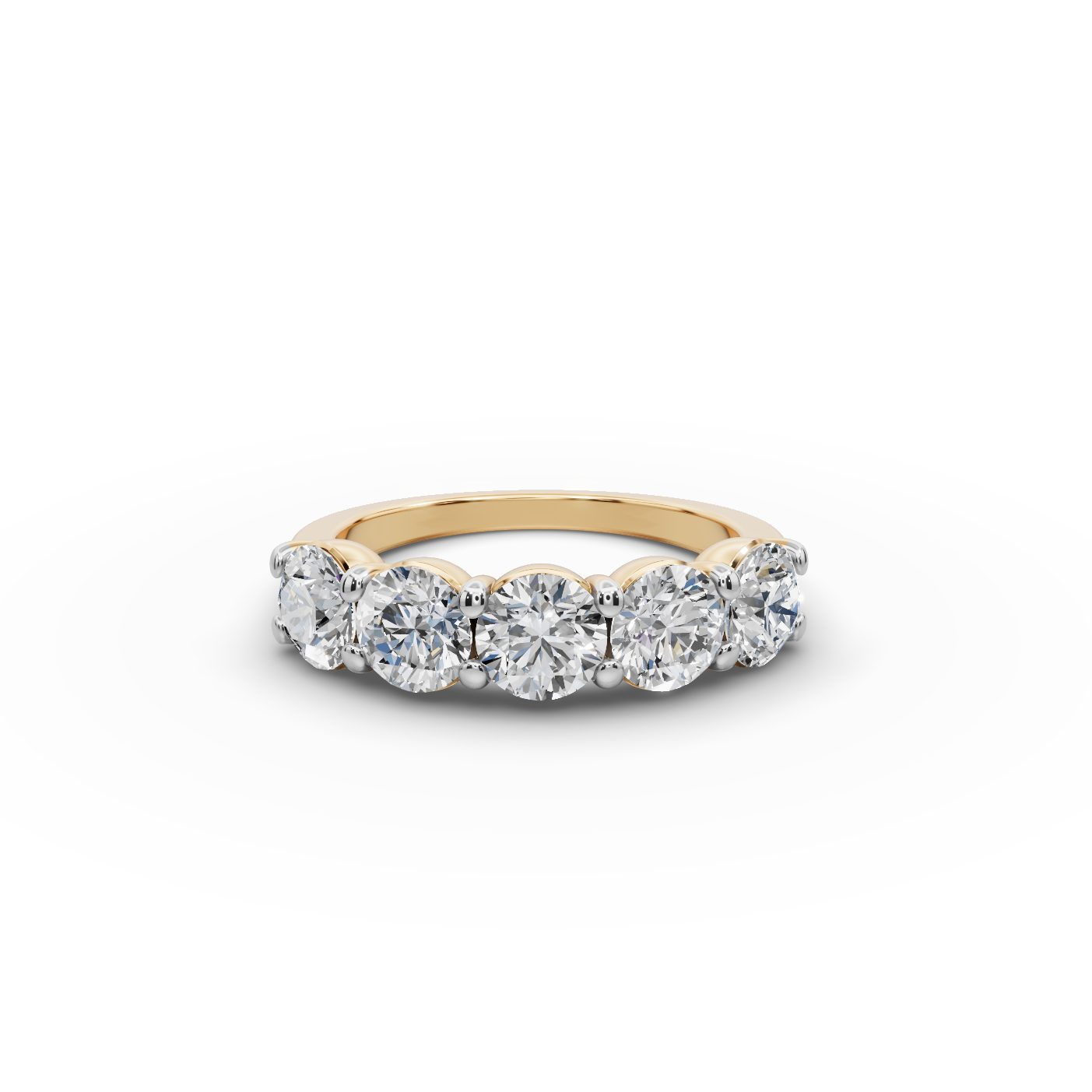 Golden Dew Round Lab-Grown Diamond Five Stone Ring in yellow gold, set with lab-grown diamonds