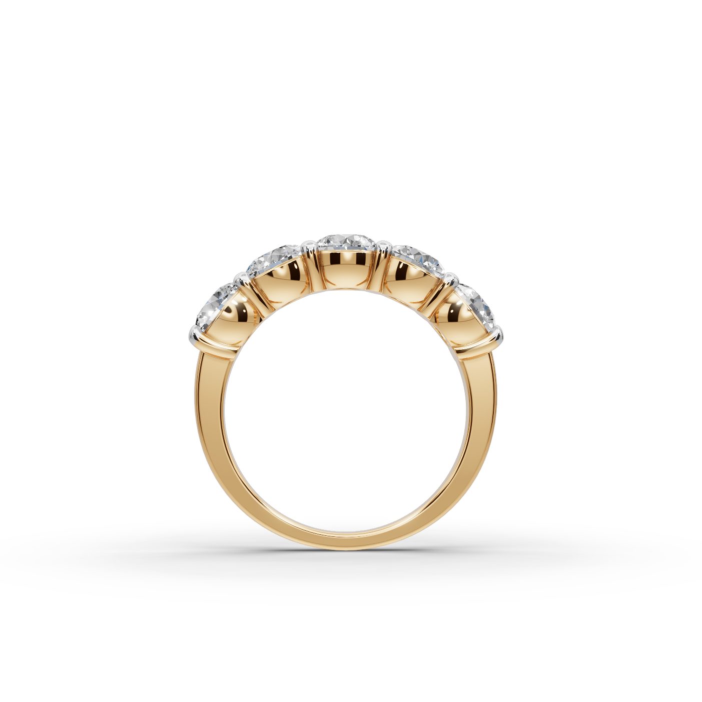 Golden Dew Round Lab-Grown Diamond Five Stone Ring in yellow gold