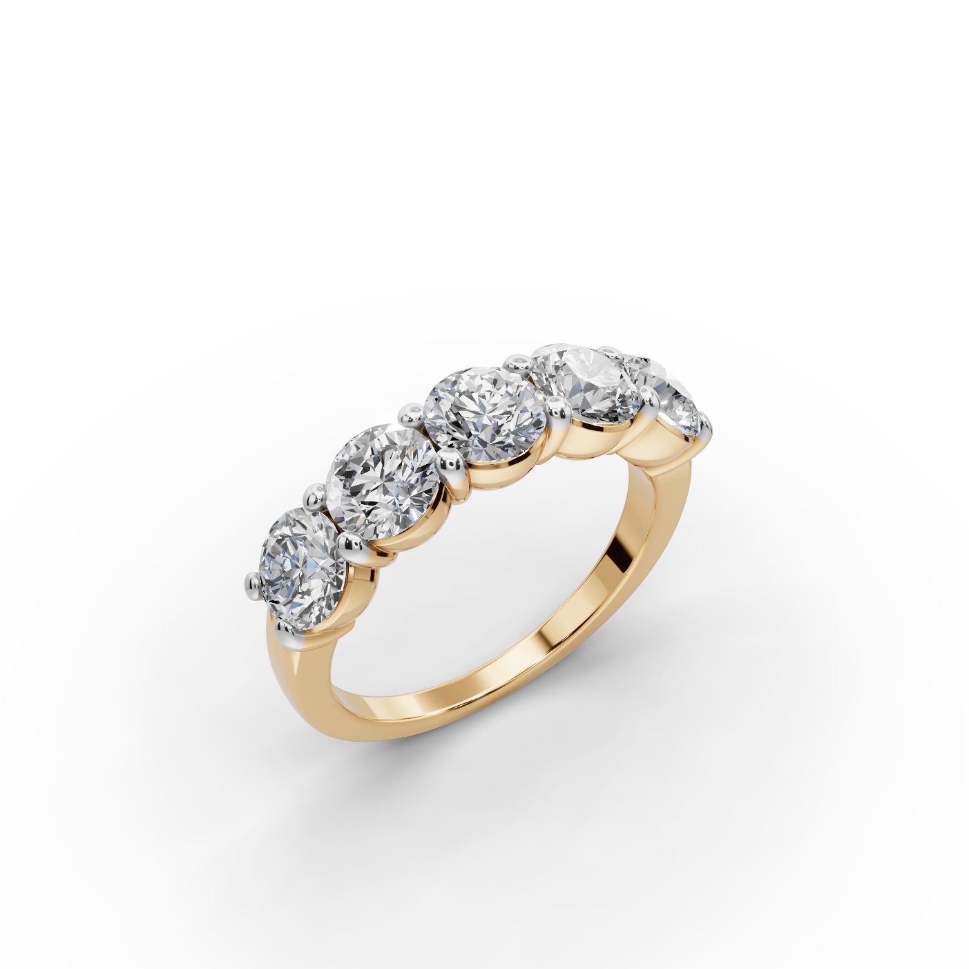 Golden Dew Round Lab-Grown Diamond Five Stone Ring in yellow gold