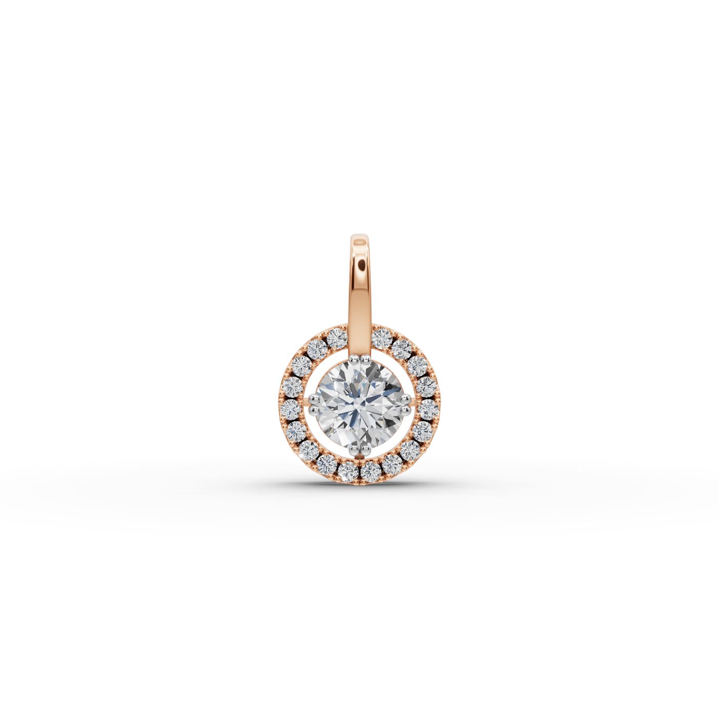 Everlasting Trail Round Lab-Grown Diamond Halo Pendant in rose gold