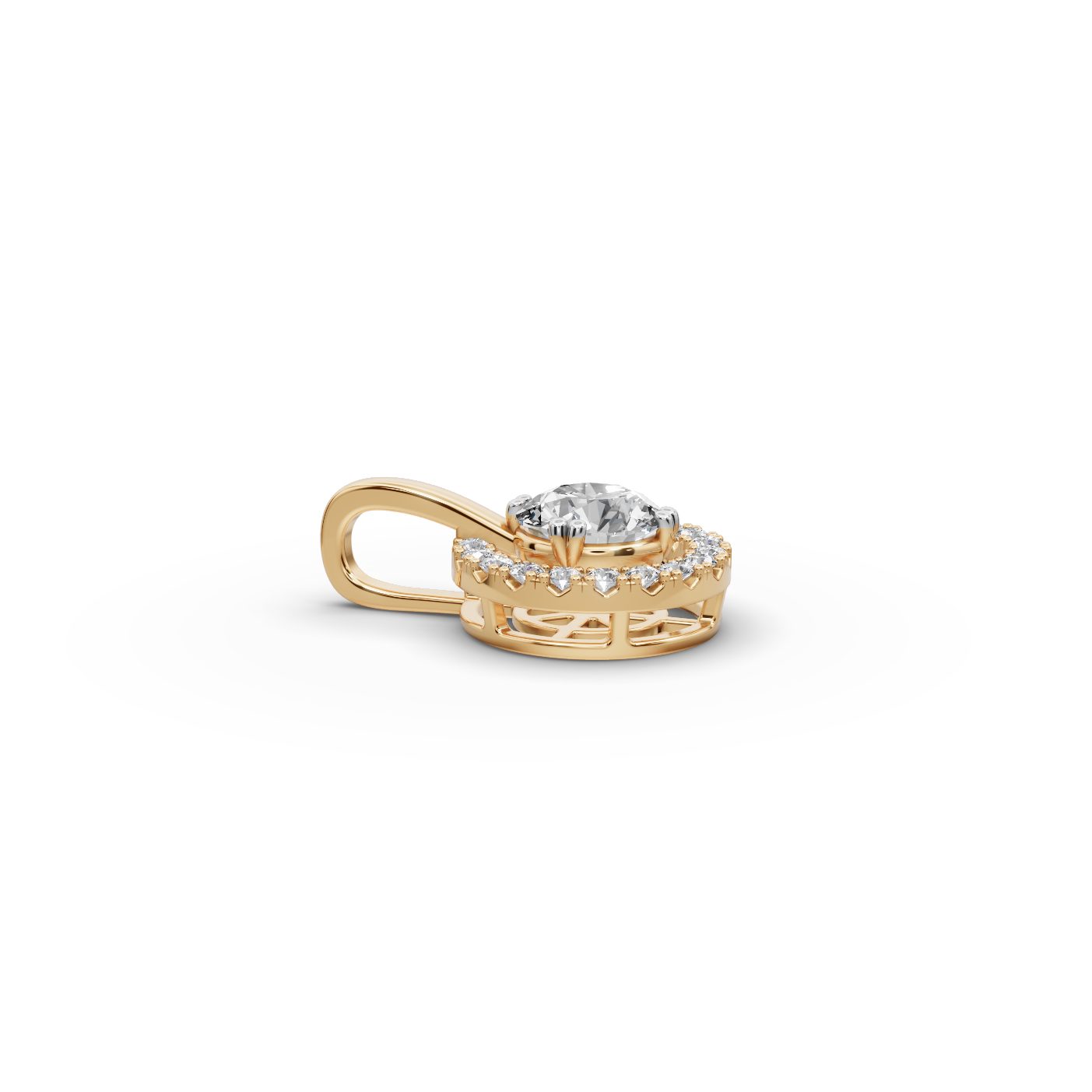 Everlasting Trail Round Lab-Grown Diamond Halo Pendant in yellow gold