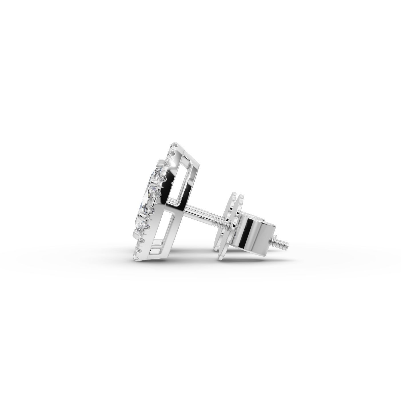 Morning Line Marquise Halo Stud Lab-Grown Diamond Silver Earring in silver