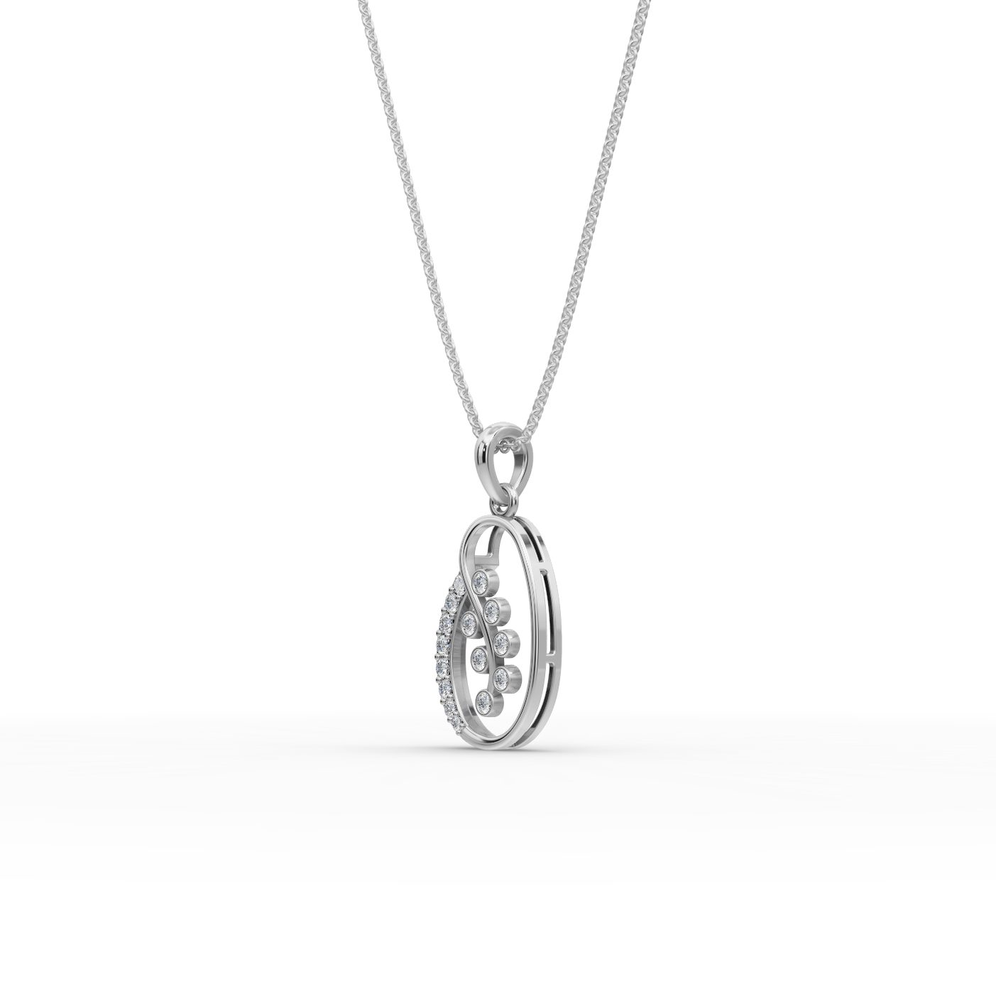 Celestial Cascade Berry Vine Lab-Grown Diamond Silver Pendant in silver