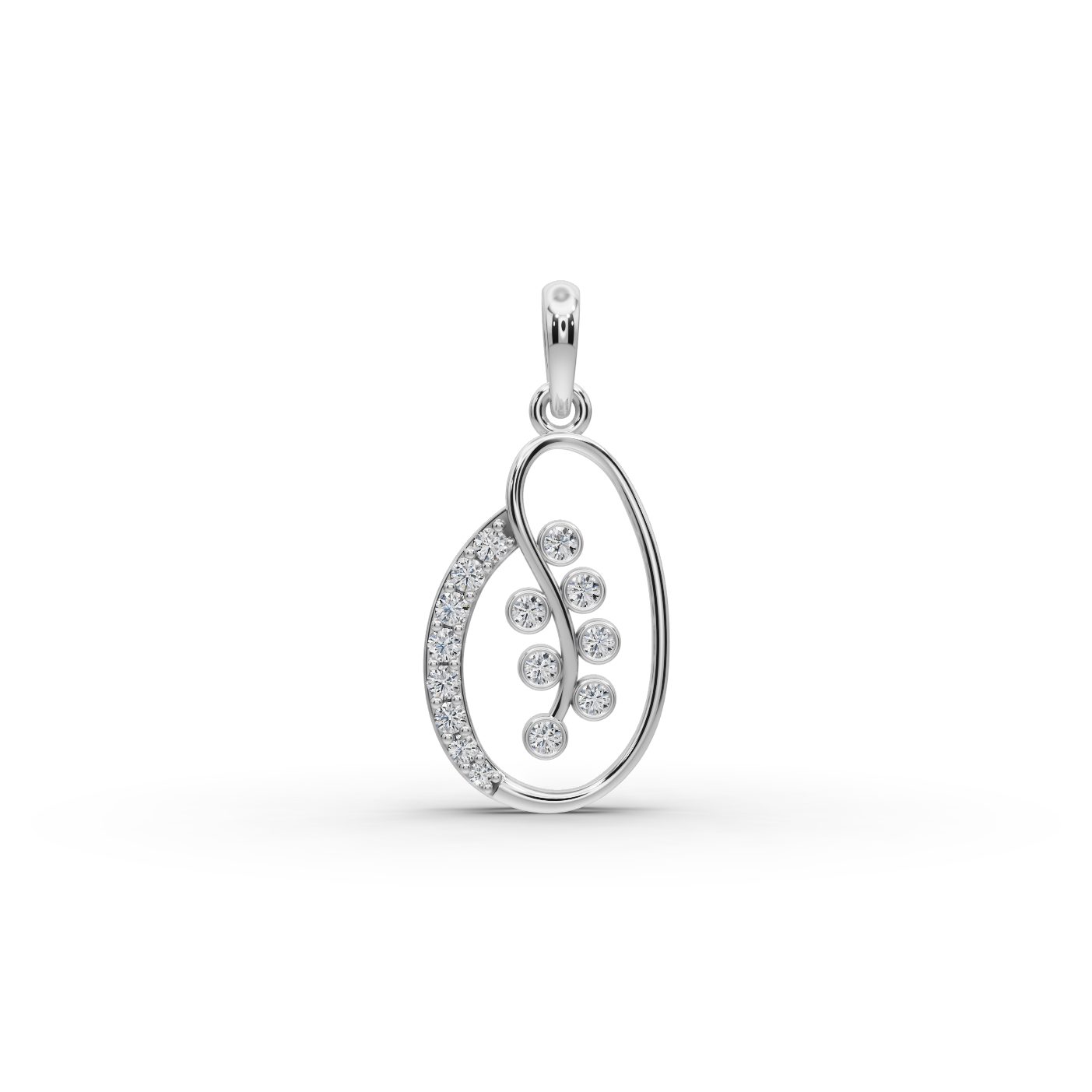 Celestial Cascade Berry Vine Lab-Grown Diamond Silver Pendant in silver, set with lab-grown diamonds