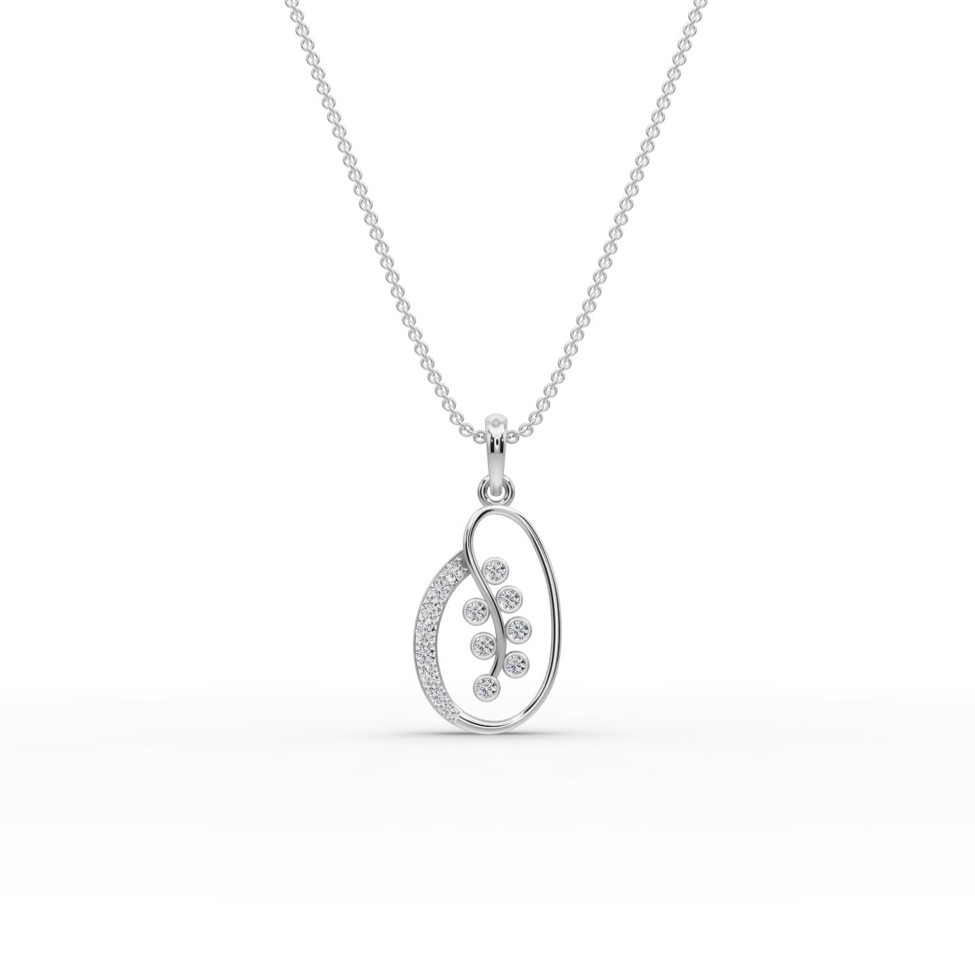 Celestial Cascade Berry Vine Lab-Grown Diamond Silver Pendant in silver