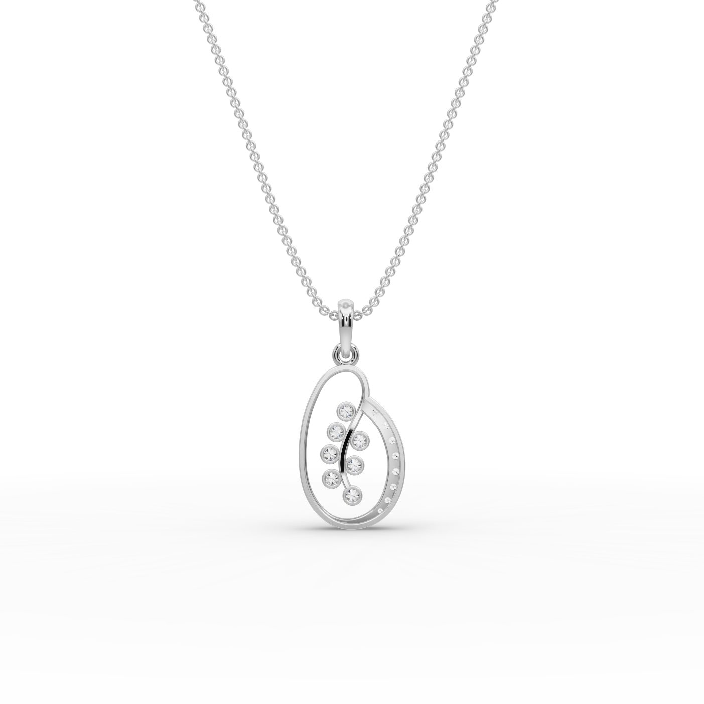 Celestial Cascade Berry Vine Lab-Grown Diamond Silver Pendant in silver