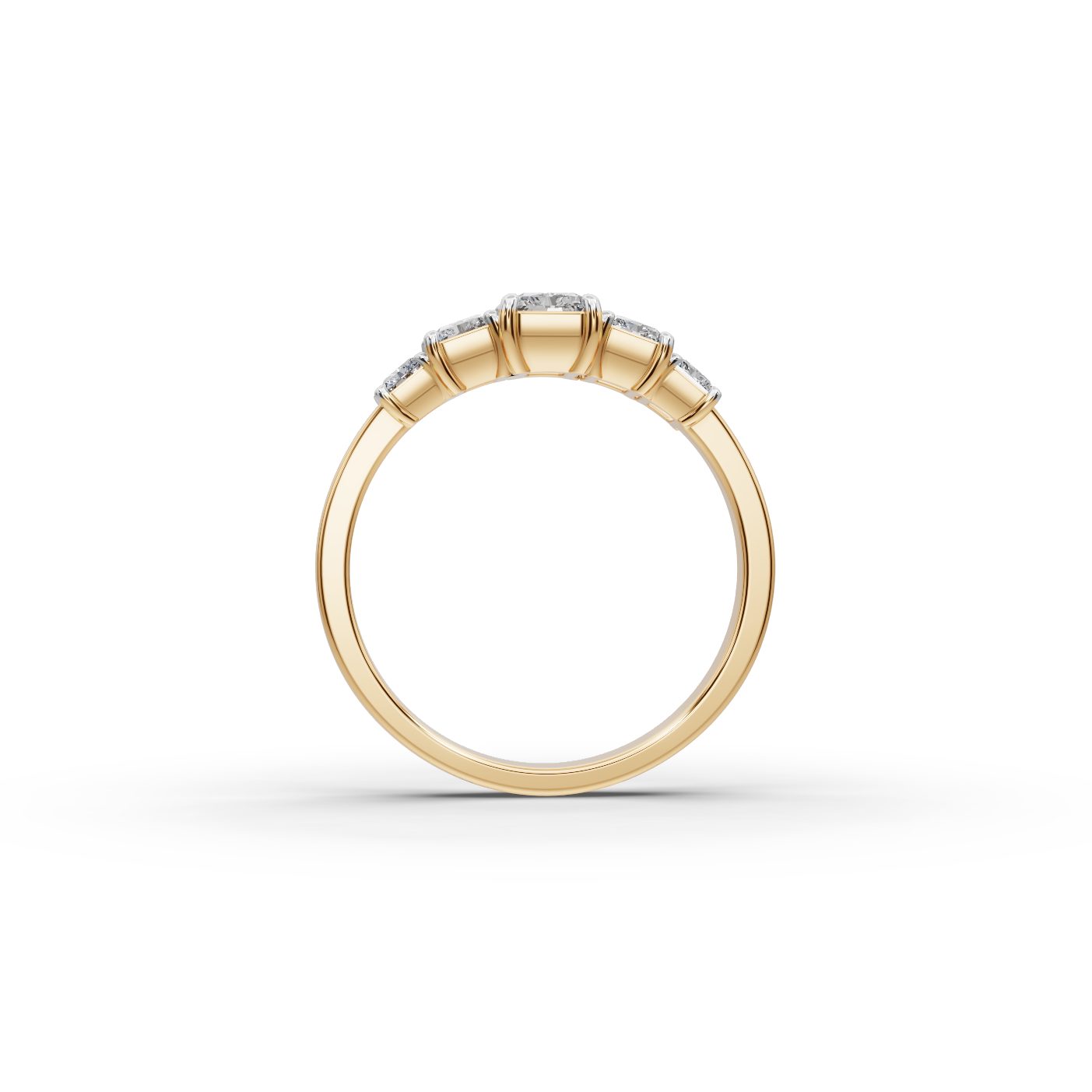 Morning Dew Radiant Lab-Grown Diamond Five Stone Ring in yellow gold