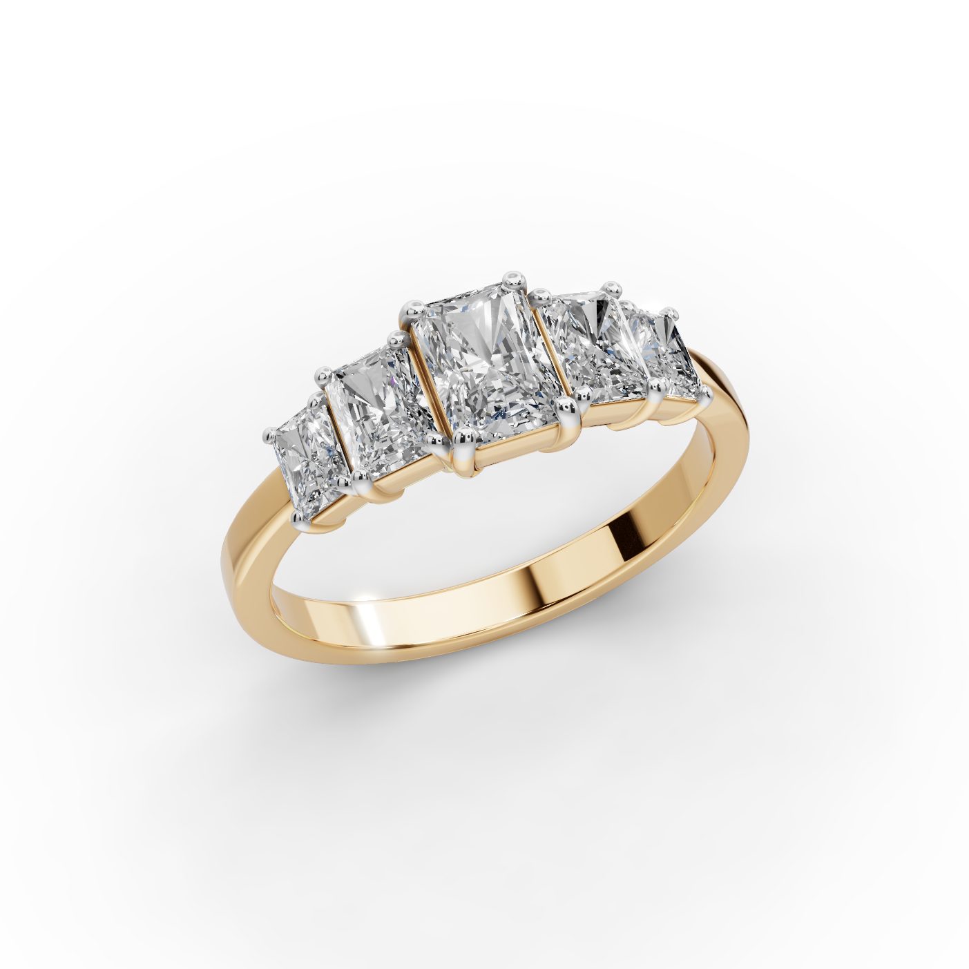 Morning Dew Radiant Lab-Grown Diamond Five Stone Ring in yellow gold