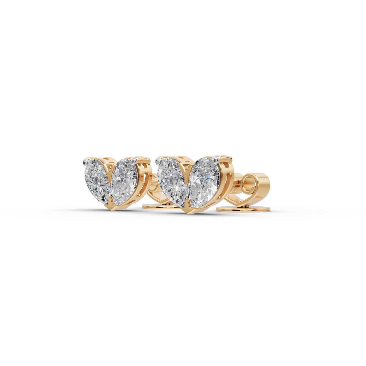 Luminous Glow Pear Lab-Grown Diamond Studs Earring in yellow gold