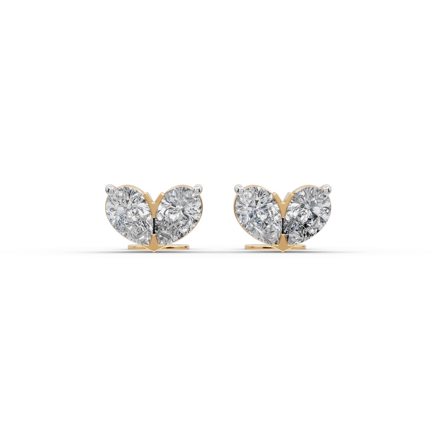 Luminous Glow Pear Lab-Grown Diamond Studs Earring in yellow gold, set with lab-grown diamonds