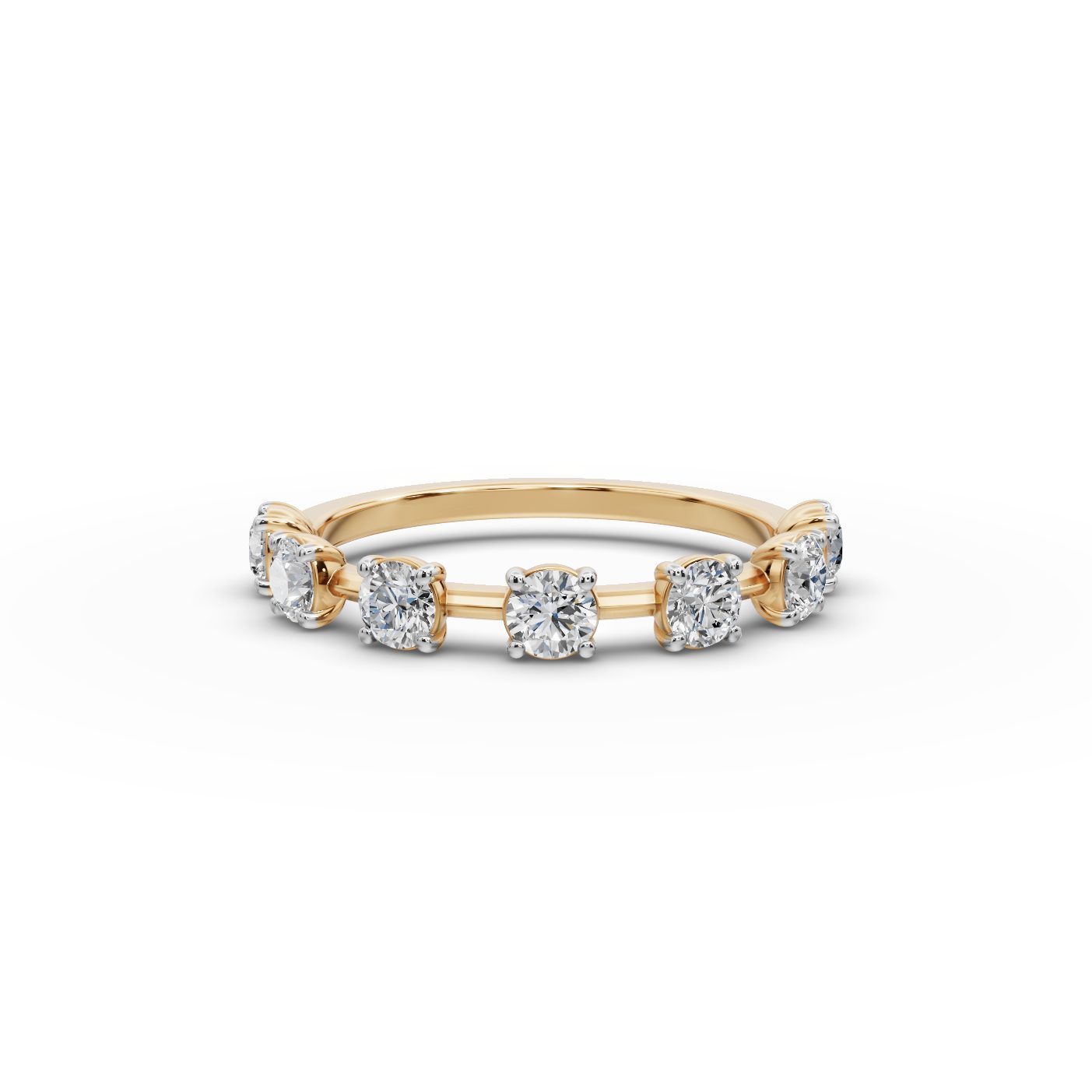 Elegant Ember Round Lab-Grown Diamond Bands Ring in yellow gold, set with lab-grown diamonds