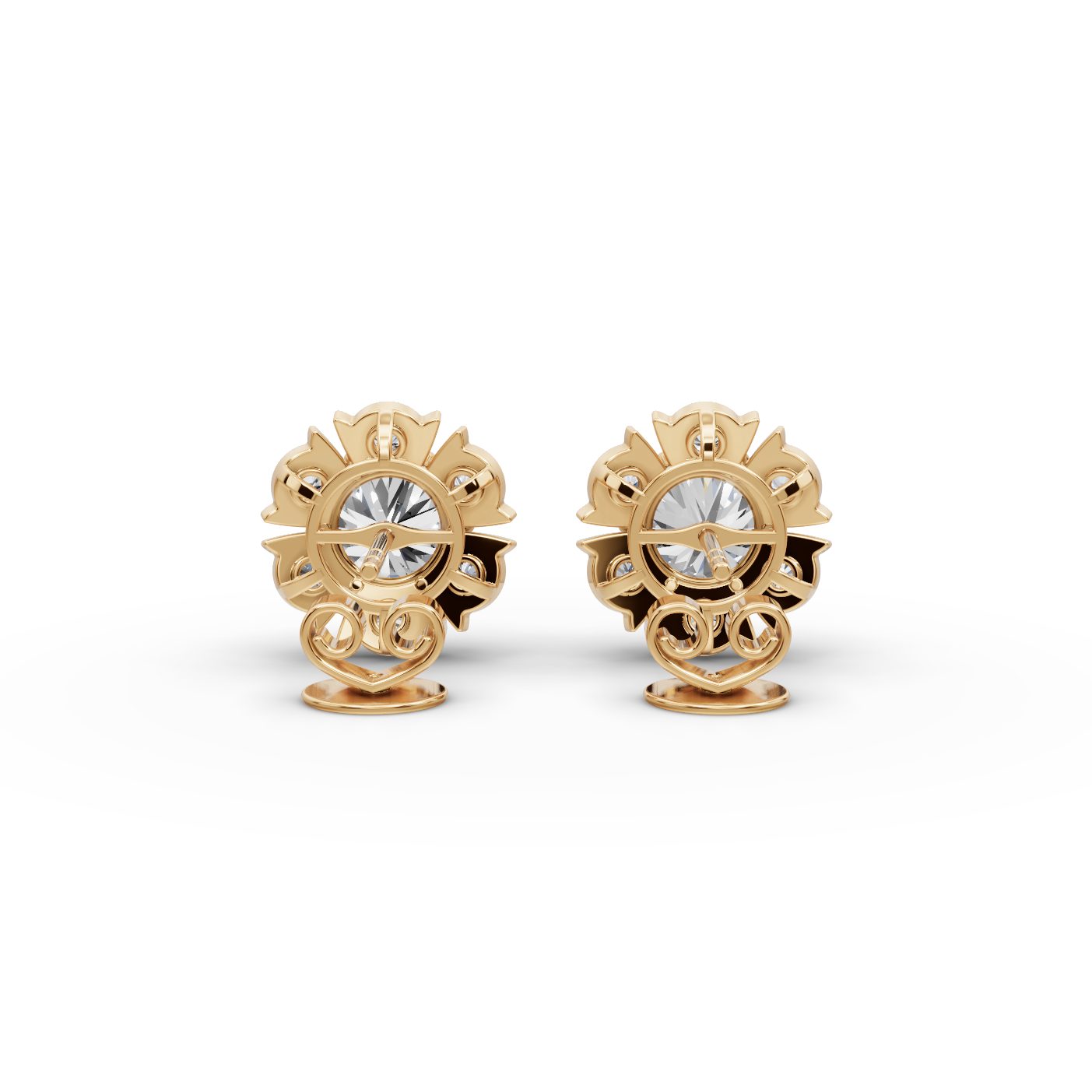 Brilliant Line Round Lab-Grown Diamond Studs Earring in yellow gold