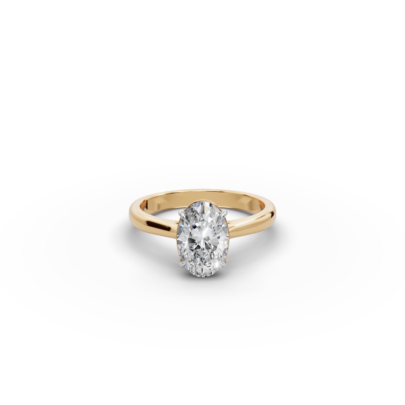 Majestic Ember Oval Lab-Grown Diamond Solitaire Ring in yellow gold, set with lab-grown diamonds