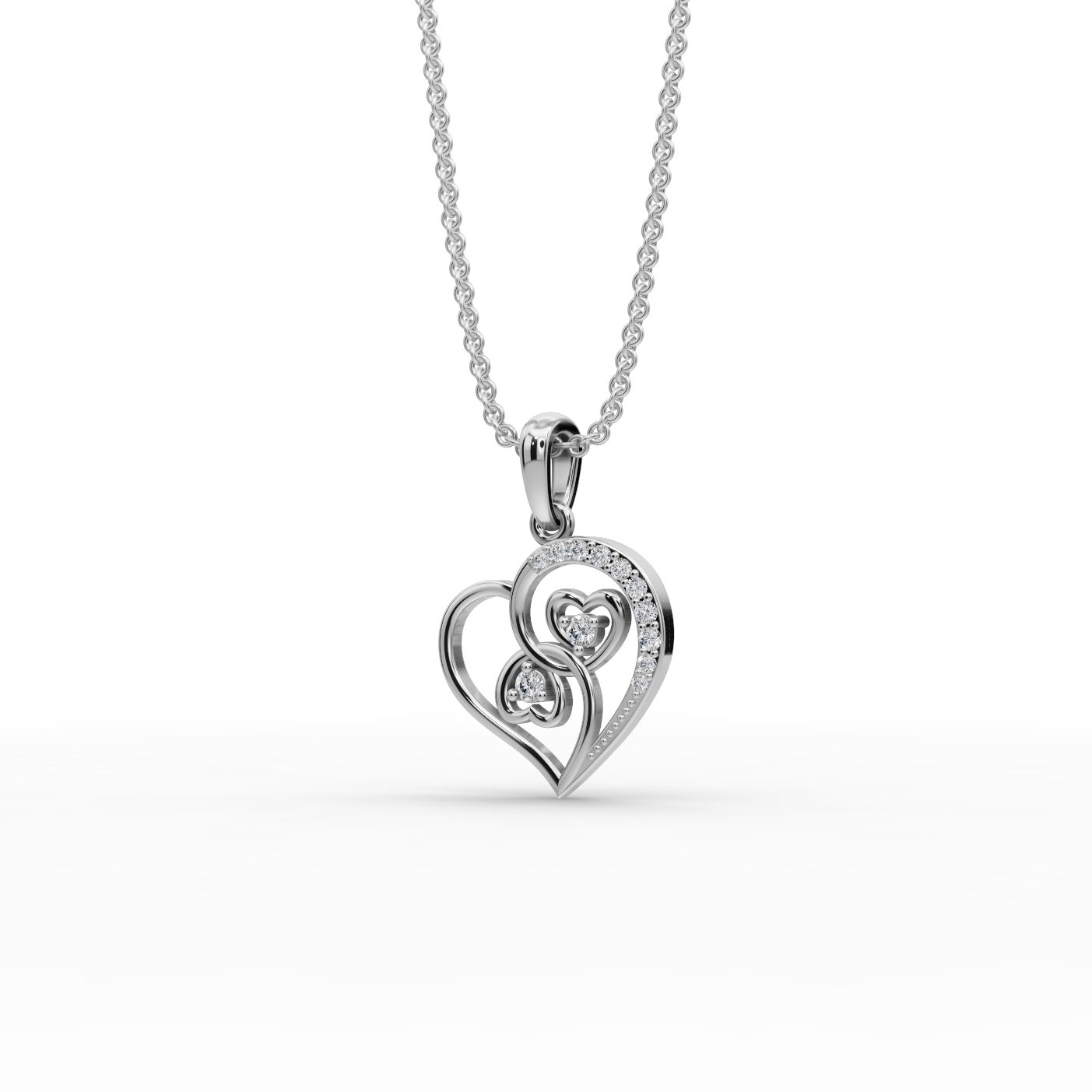 Brilliant Promise Twin Heart Lab-Grown Diamond Silver Pendant in silver