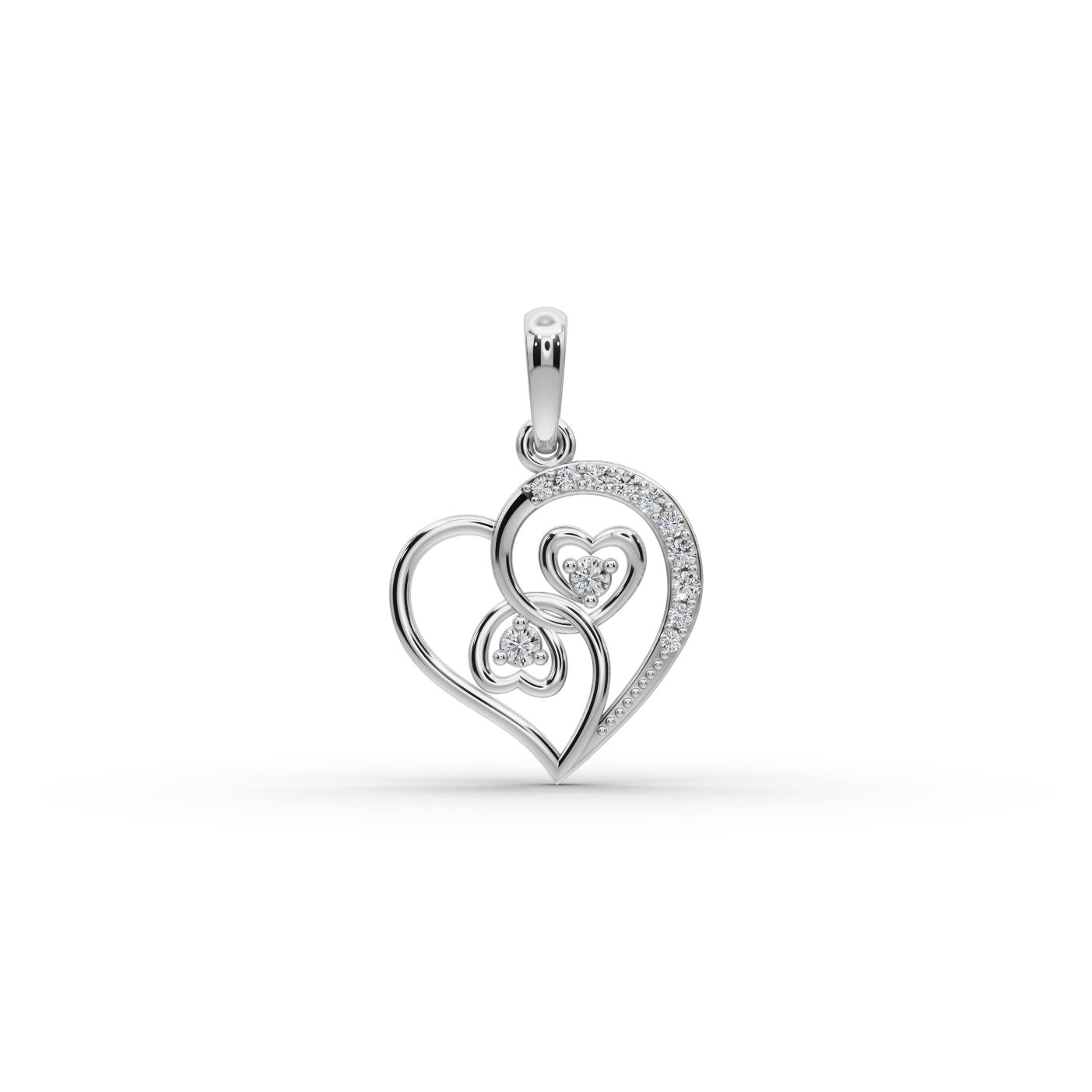 Brilliant Promise Twin Heart Lab-Grown Diamond Silver Pendant in silver, set with lab-grown diamonds