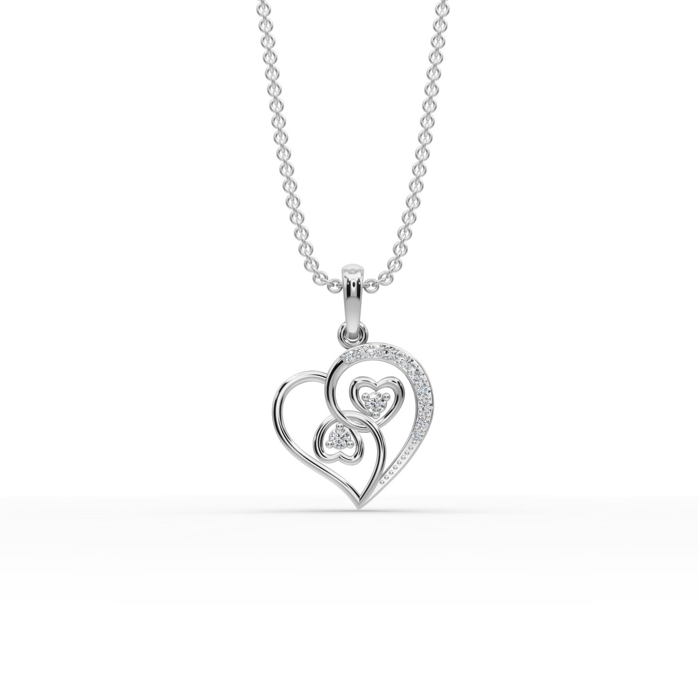 Brilliant Promise Twin Heart Lab-Grown Diamond Silver Pendant in silver